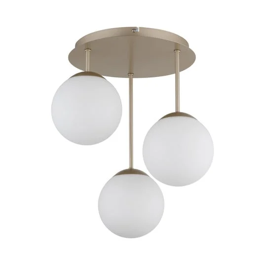 Plafón Harmon, beige/blanco, cristal, Ø 34 cm, E14