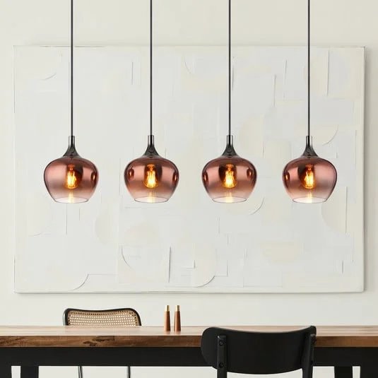 Lámpara colgante Maxy, cobre/negro, cristal, 100 cm de largo, E27