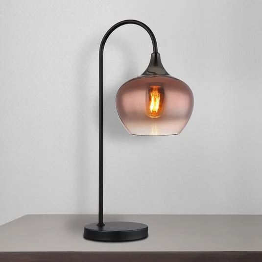 Lámpara de mesa Maxy, cobre/negro, cristal, 54 cm de altura, E27