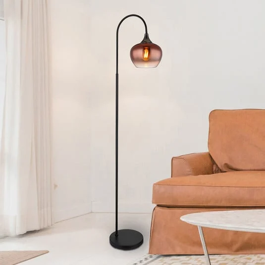 Lámpara de pie Maxy, cobre/negro, cristal, 150 cm de altura, E27