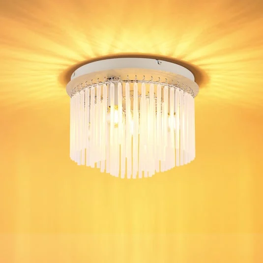 Plafón Gorley, blanco/arena, cristal, Ø 32 cm, 5 luces, E14