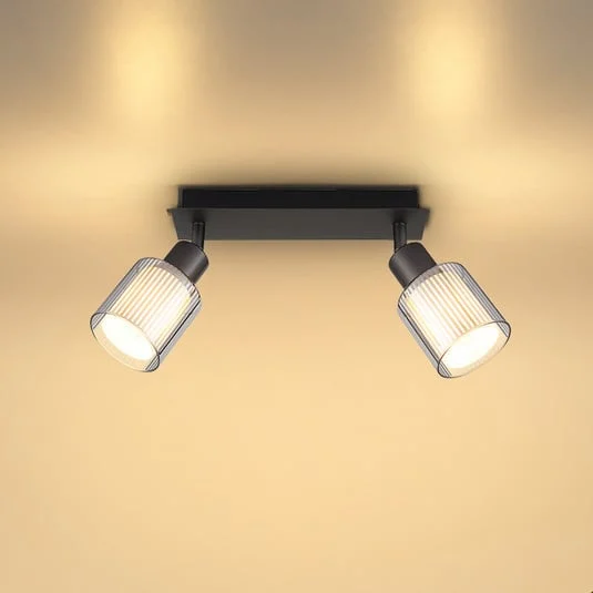 Downlight Villegas, negro/gris, cristal, 28 cm de largo, E14