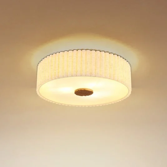 Lámpara de techo Jannie, color natural, de lino, 3 luces, Ø 50 cm, E27