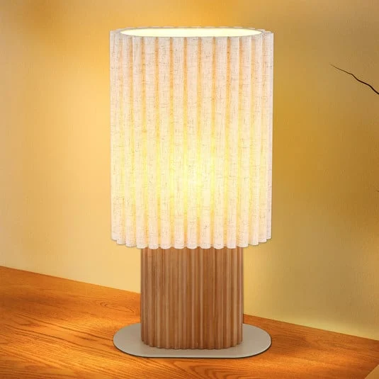 Lámpara de mesa Jannie, color natural/marrón/arena, lino, 45 cm, E27