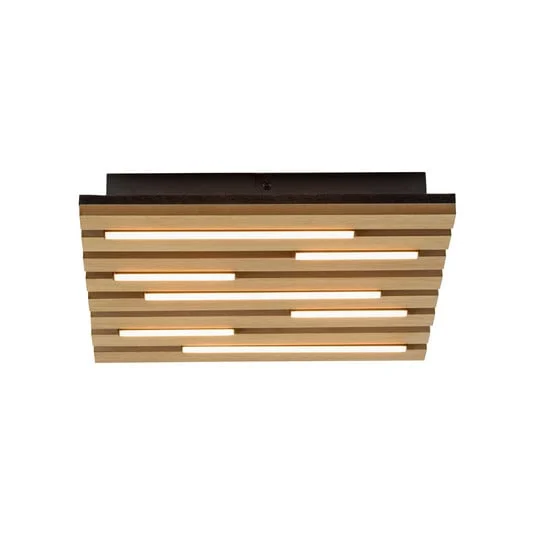 Plafón LED acústico, 30 x 30 cm, madera natural, metal