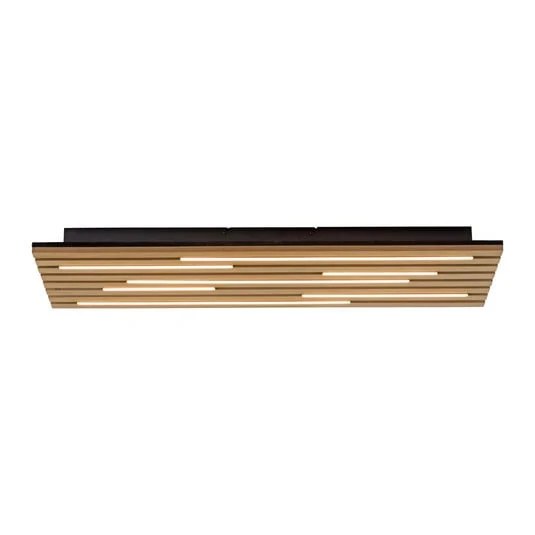 Plafón LED Acústico, 80 x 30 cm, madera natural, metal
