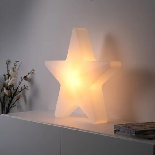 Lámpara decorativa LED recargable Star, 55 cm de altura, IP44, blanca, RGBW