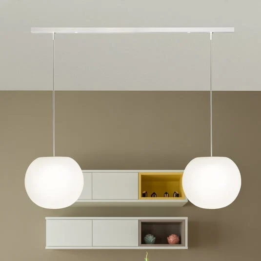 Lámpara colgante Casablanca Acai, blanca, alargada, 2 luces, Ø 26 cm, E27