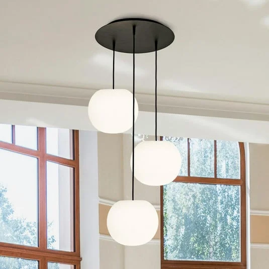 Lámpara colgante Casablanca Acai, blanco/negro, redonda, 3 luces, 26 cm