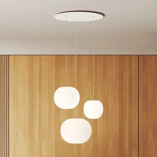 Lámpara colgante Casablanca Acai, blanca, 3 luces, 16 cm/21 cm/26 cm