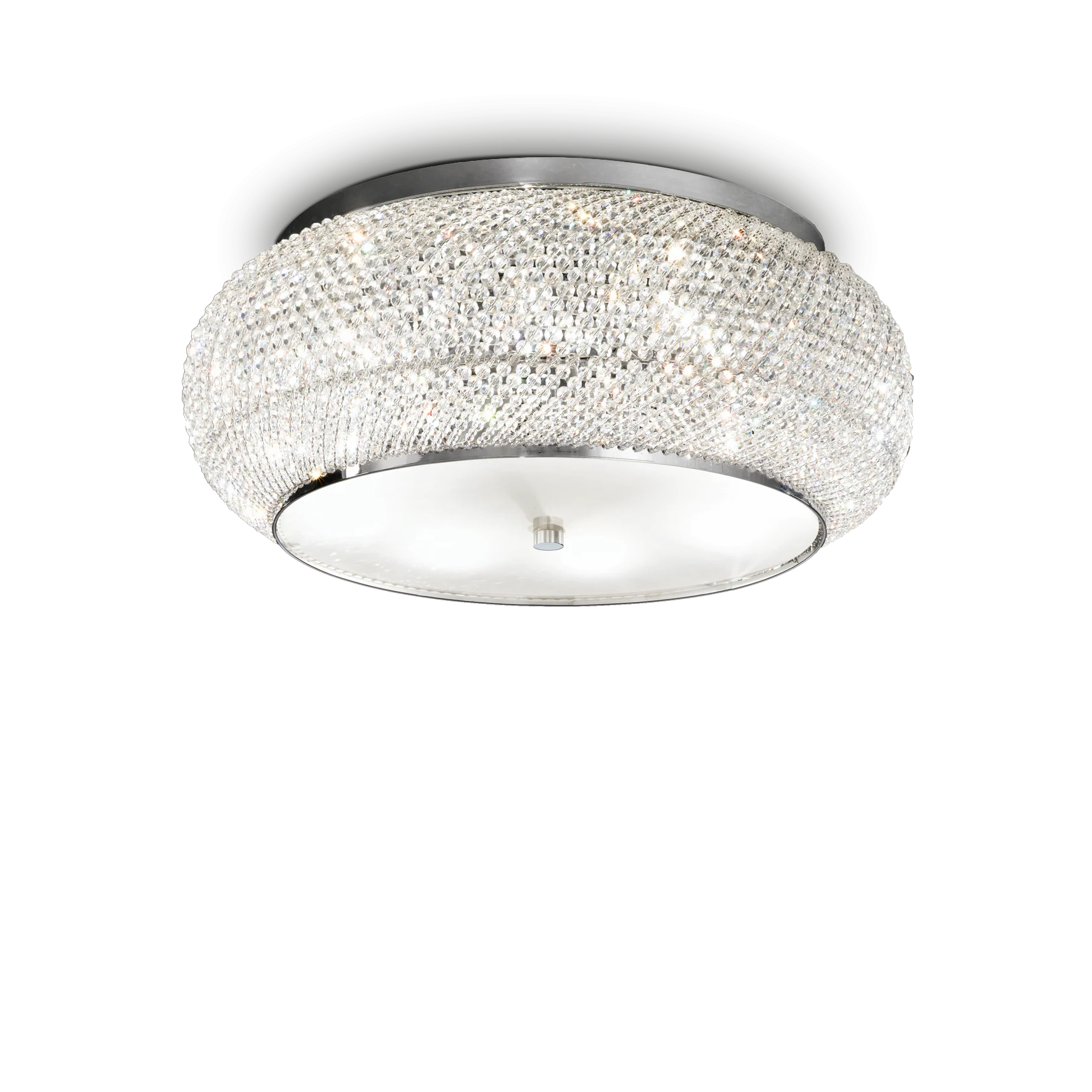 Plafón de techo Ideal Lux Pasha' cromo cristal y cerámica 10 luces 400W Ø55cm