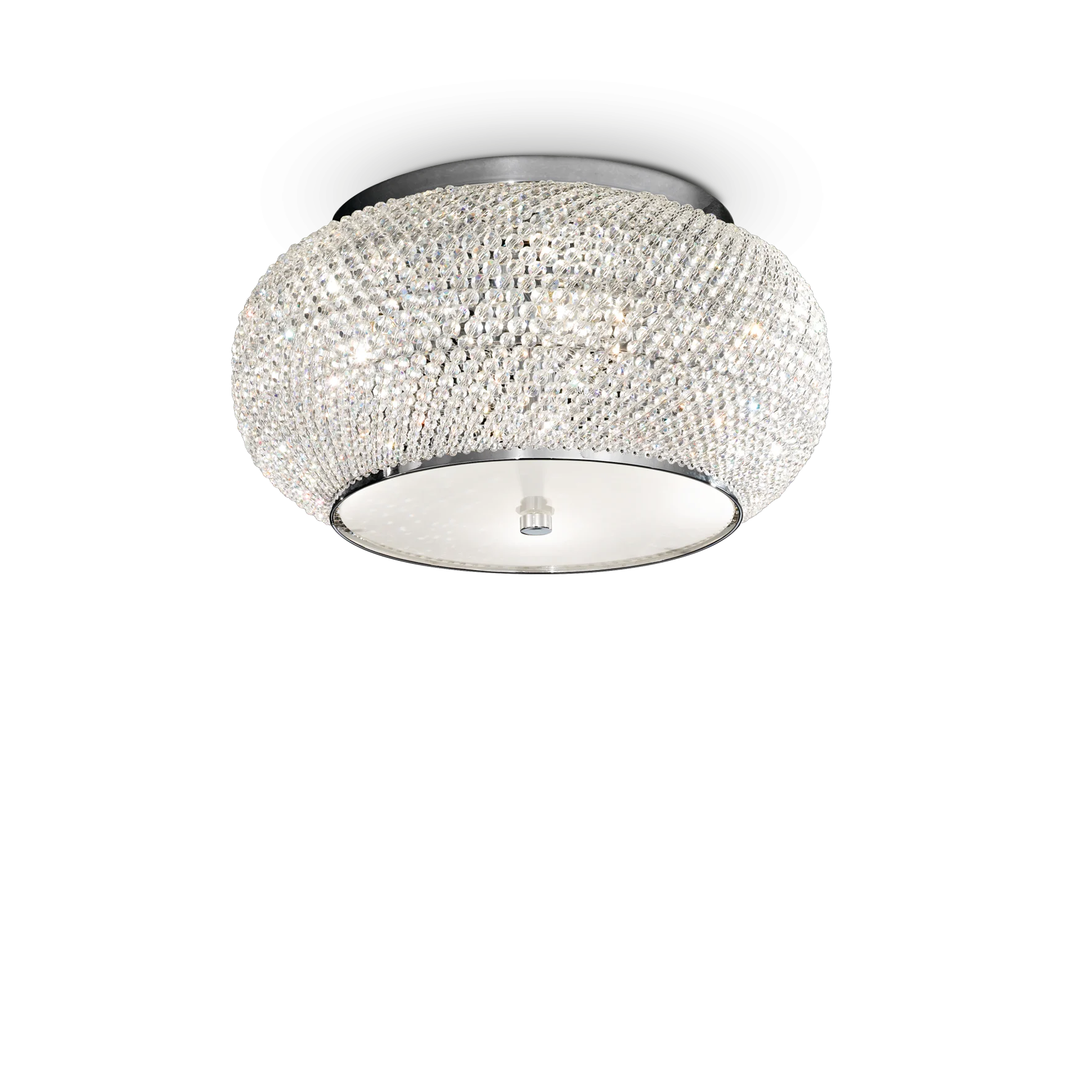 Plafón de techo Ideal Lux Pasha' cromo cristal y cerámica 6 luces 240W Ø40cm