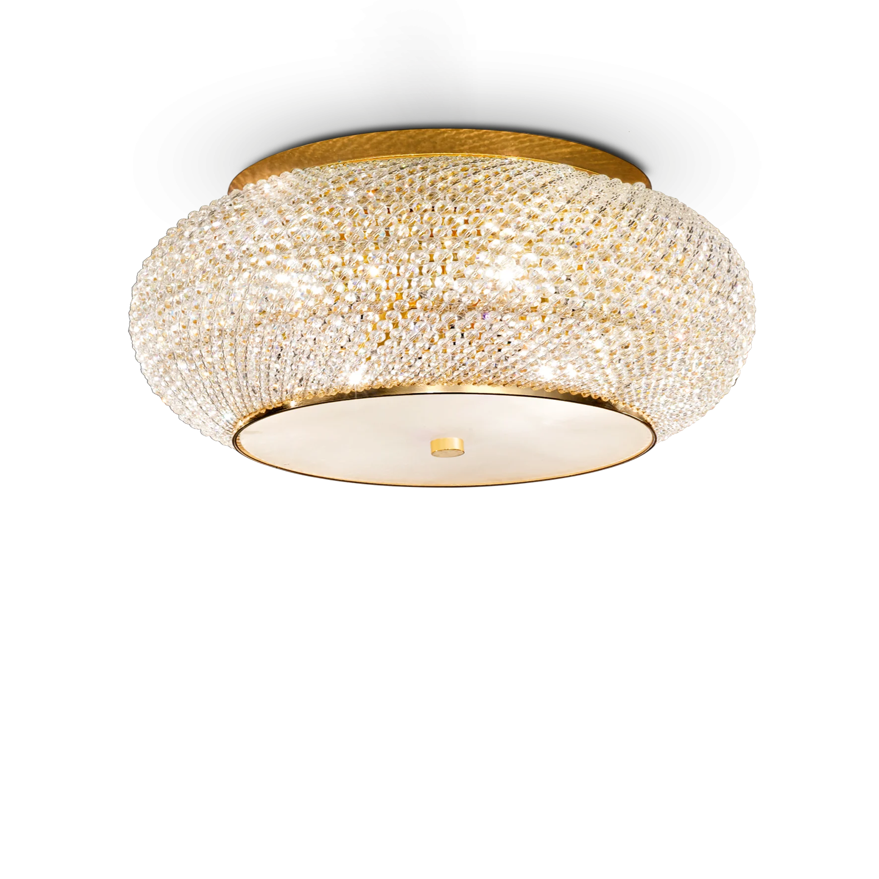 Plafón de techo Ideal Lux Pasha' dorado cristal y cerámica 10 luces 400W Ø55cm