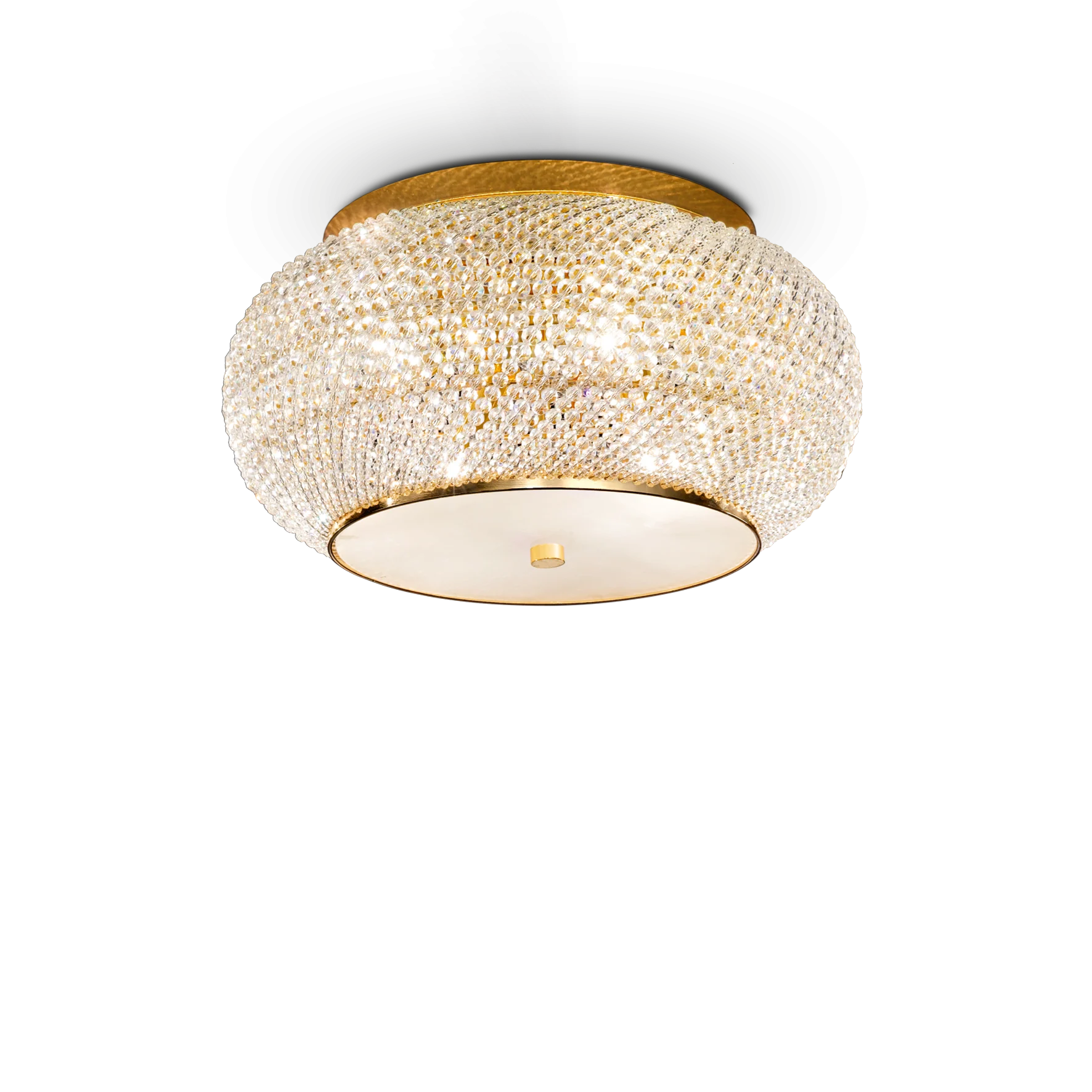 Plafón de techo Ideal Lux Pasha' dorado cristal y cerámica 6 luces 240W Ø40cm