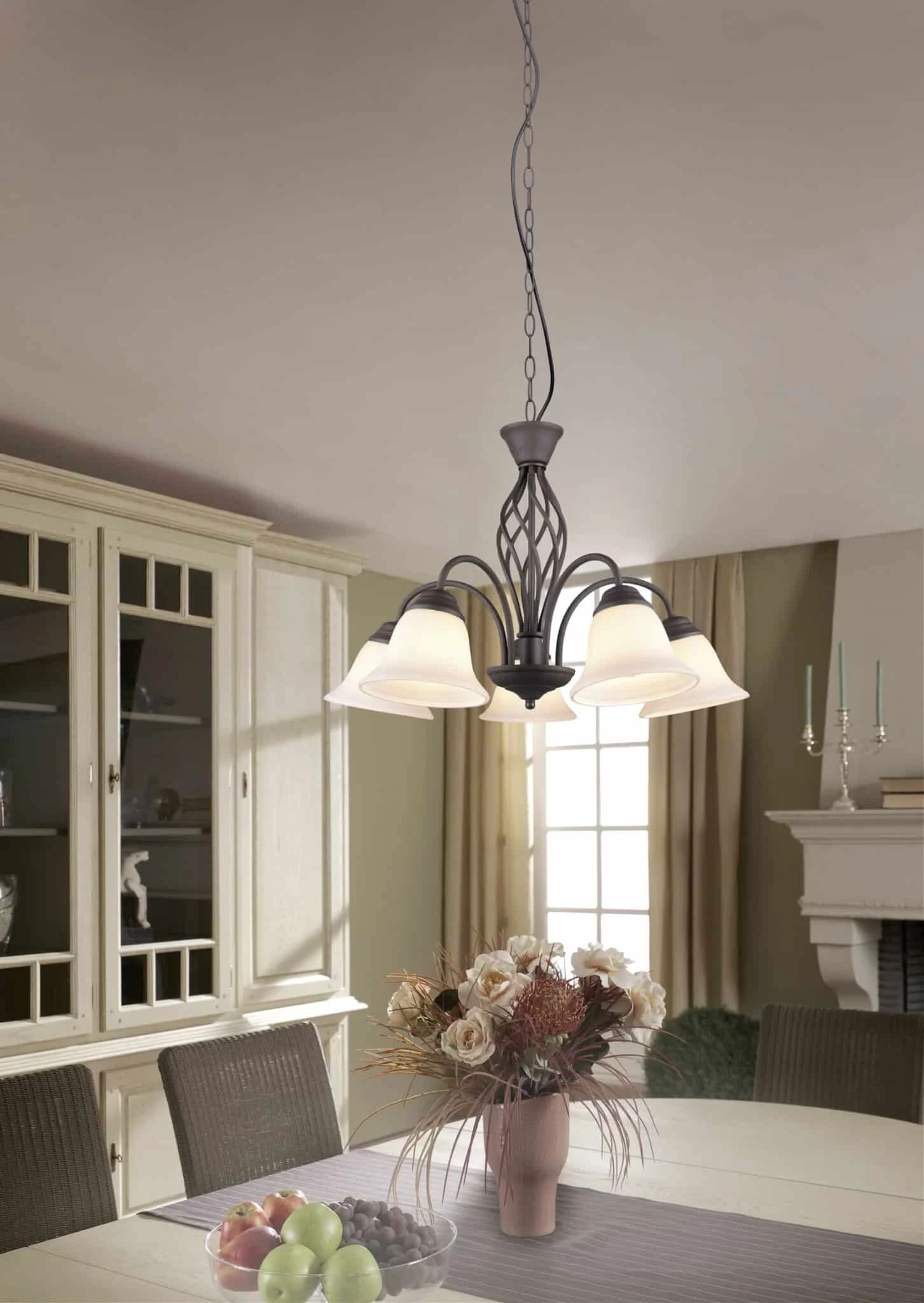 Lámpara Trio Rustica 5 luces óxido Ø60cm 1