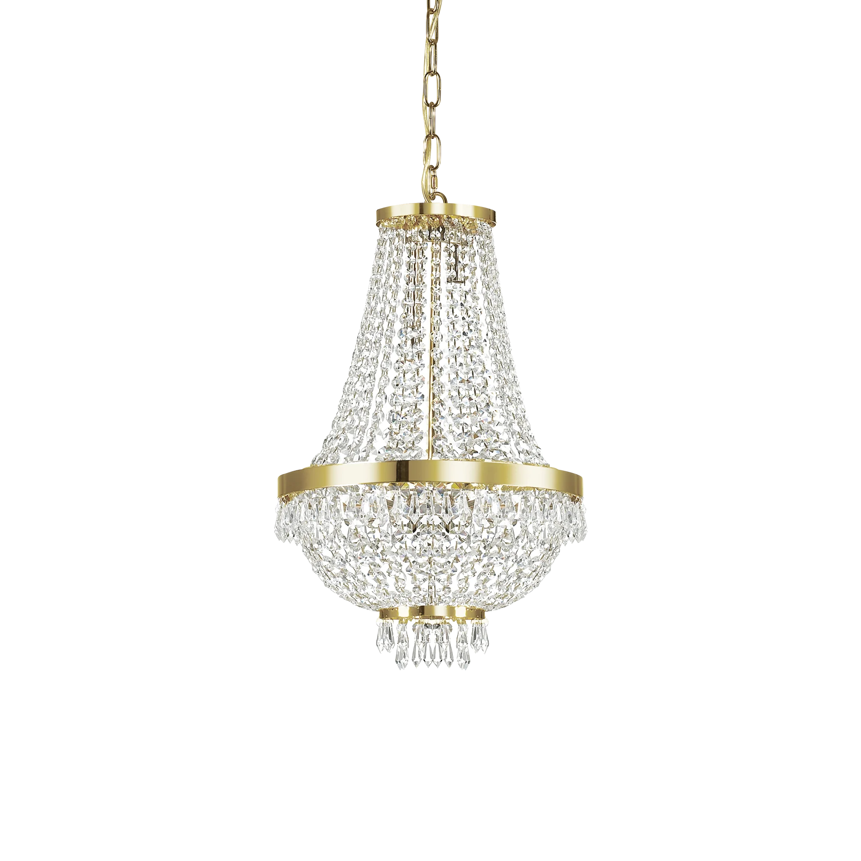 Lámpara colgante Ideal Lux Caesar dorado cristal y cerámica 6 luces 24W Ø38cm