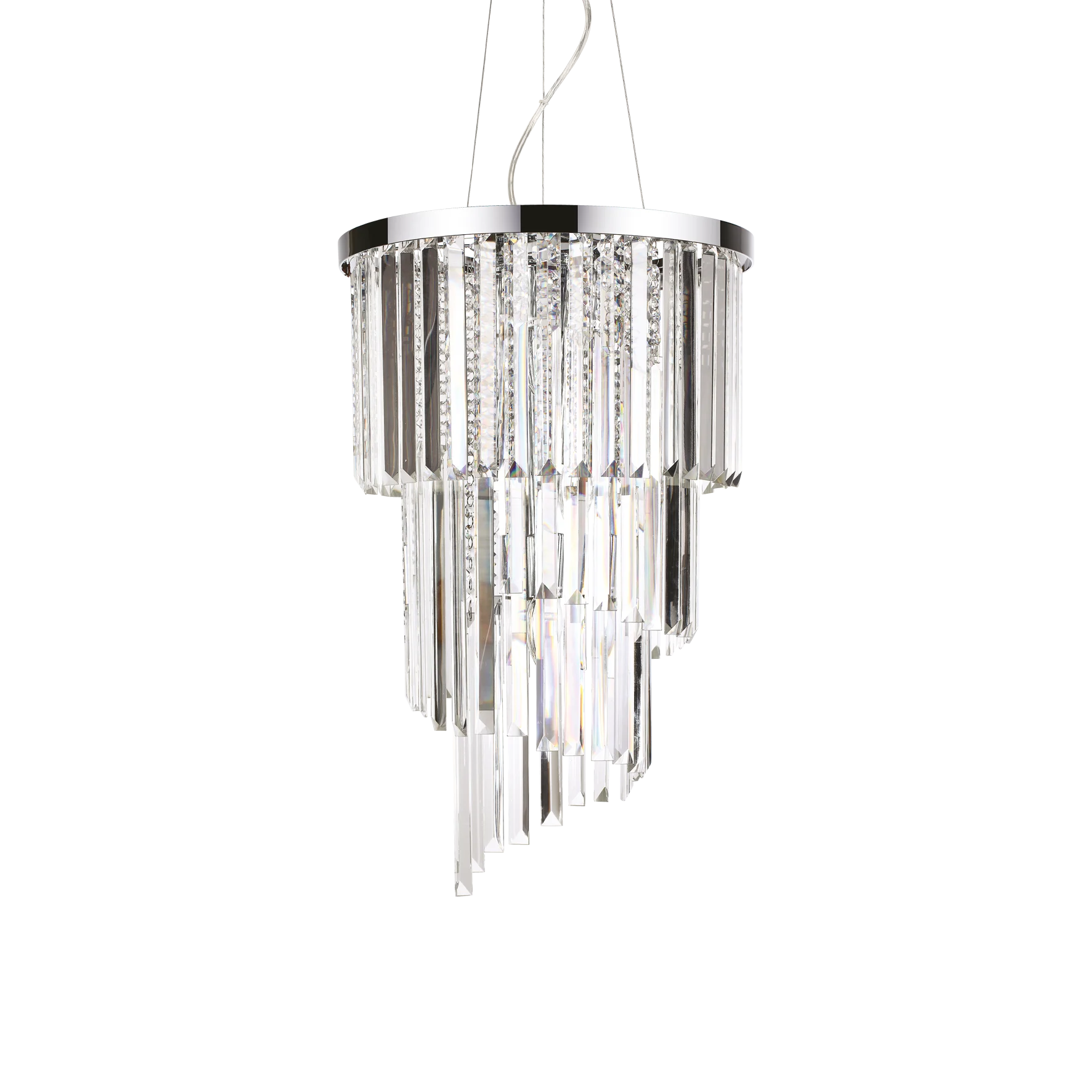 Lámpara colgante Ideal Lux Carlton cromo cristal y cerámica 8 luces 320W Ø40cm