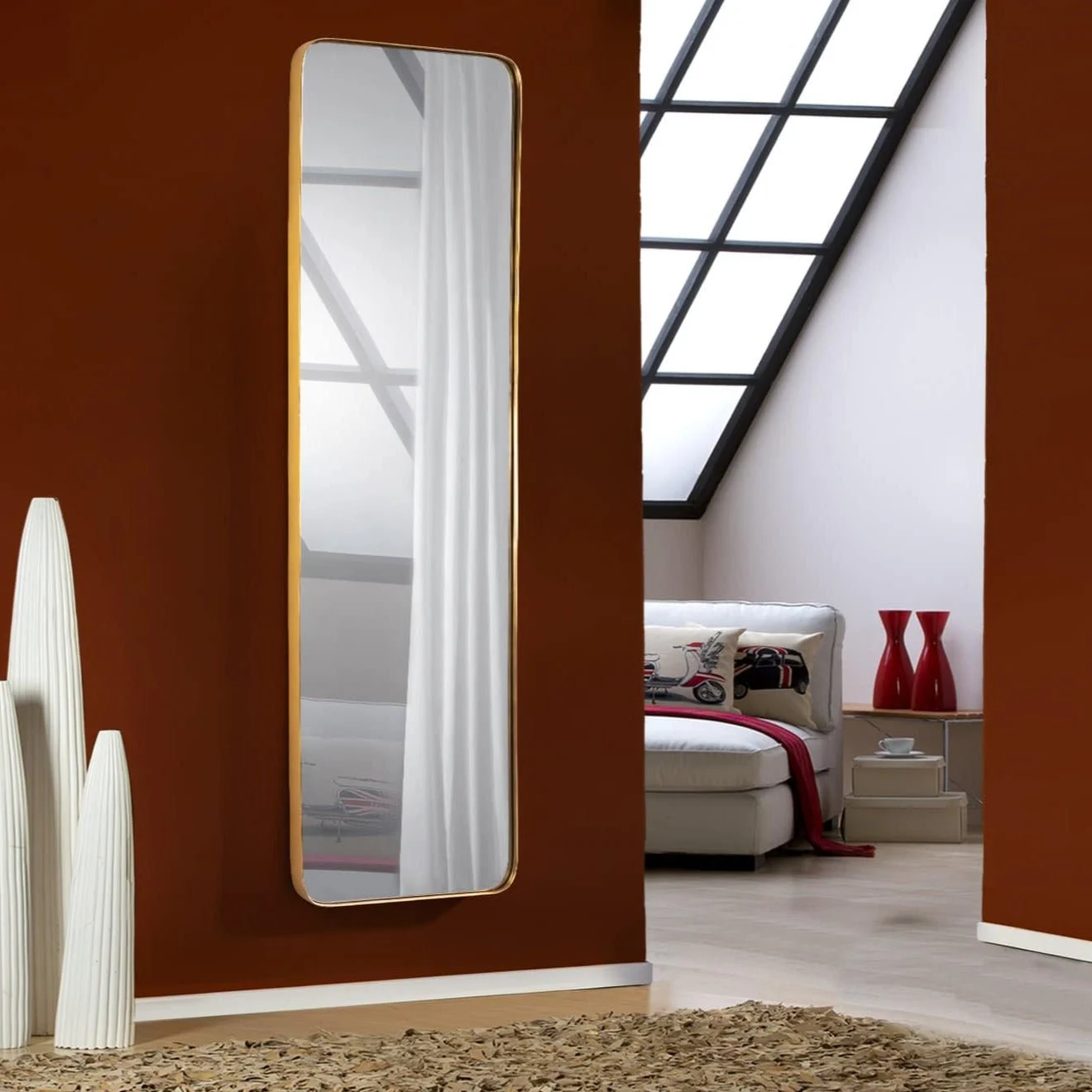 Espejo rectangular Schuller Orio pan de oro 50x165cm