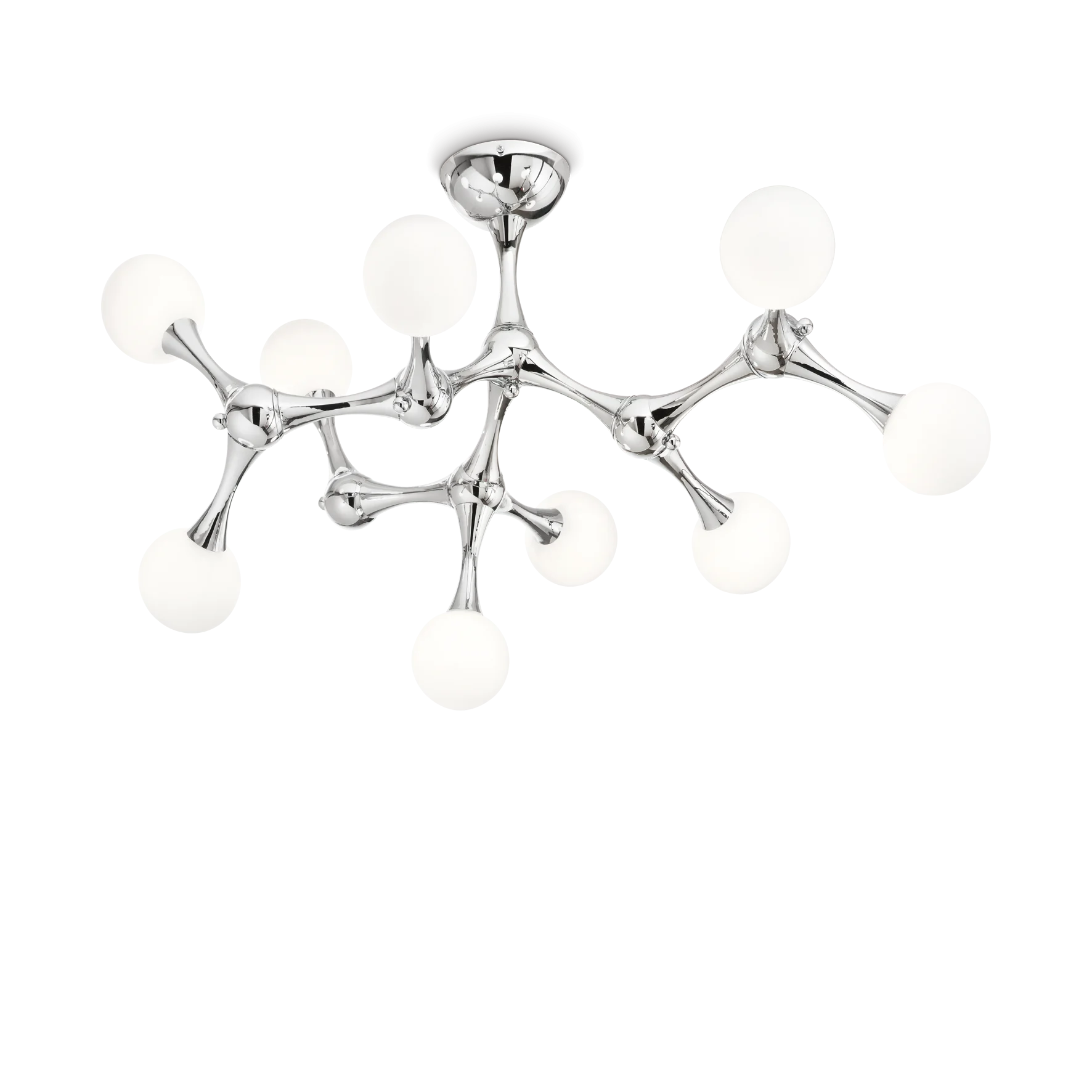 Plafón de techo 9 bolas Ideal Lux Nodi cromo cristal 9 luces 135W Ø83cm