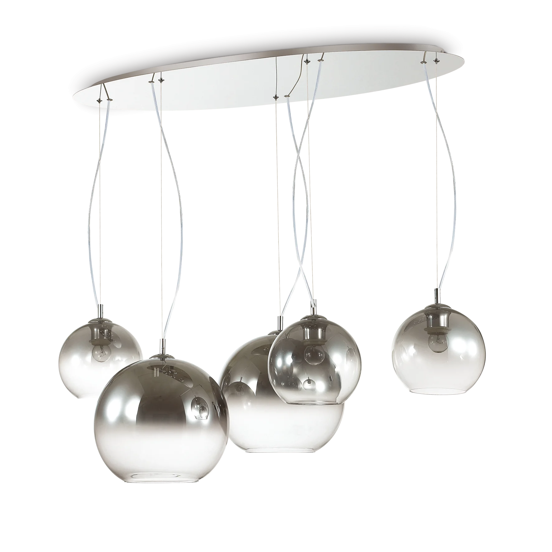 Lámpara colgante Ideal Lux Nemo cromo ahumado cristal 5 luces 210W 107cm