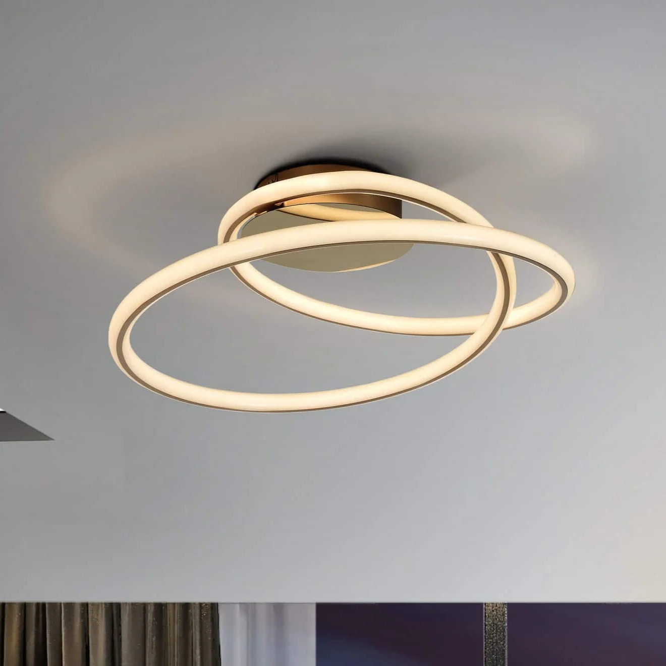 Plafón Schuller Tube LED oro brillo 3000K Ø52cm