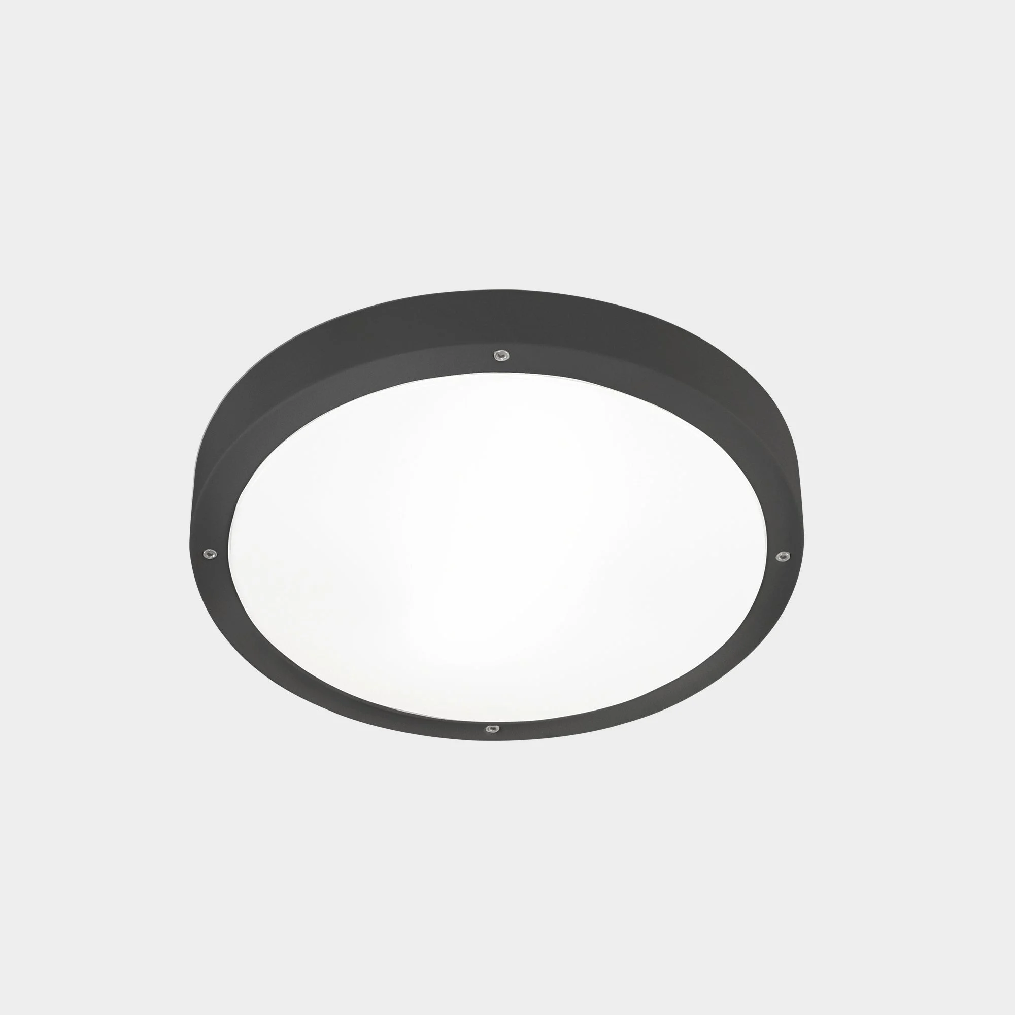 Plafón de exterior LedsC4 Basic E27 gris urbano IP66 Ø26cm 15-9835-Z5-M1