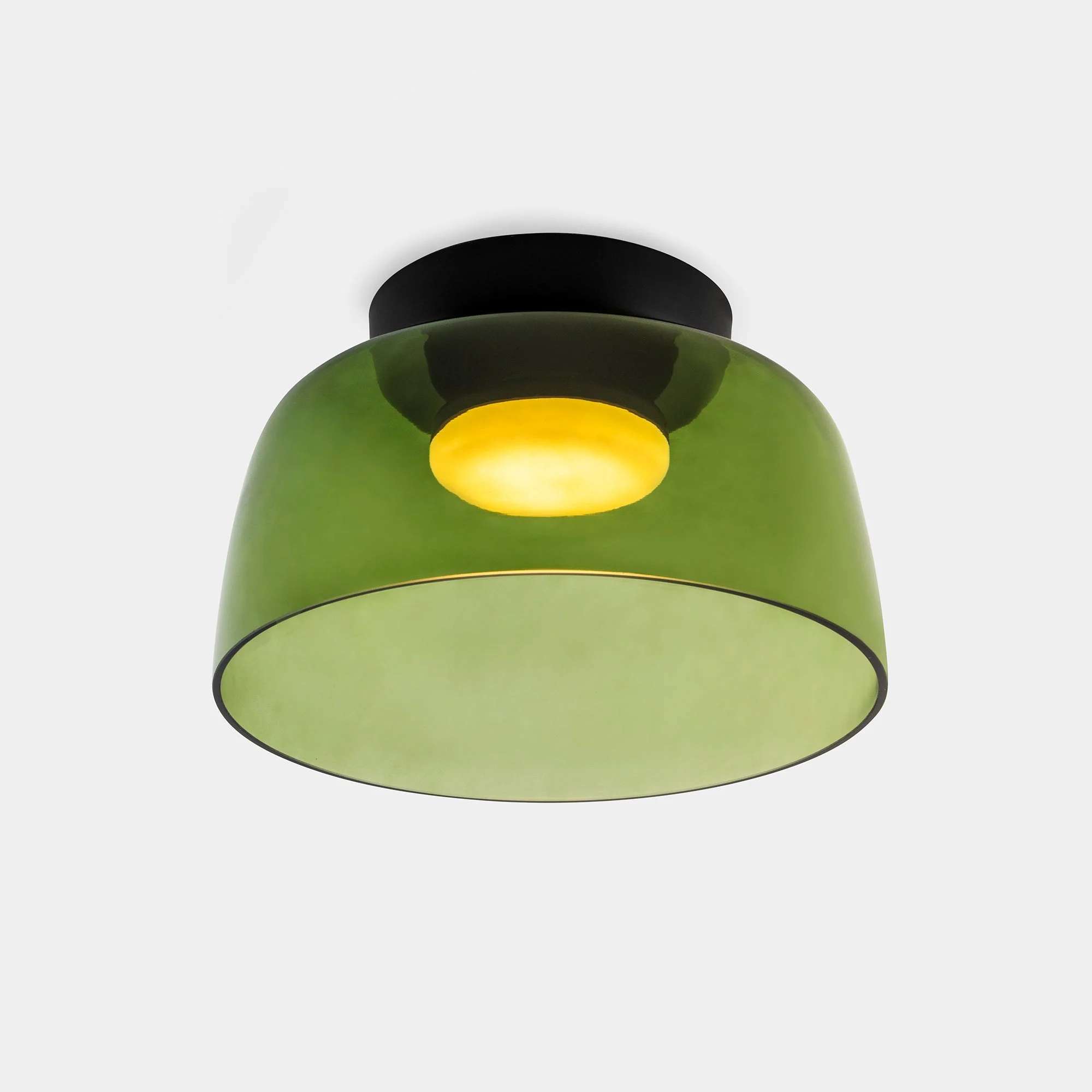 Plafón LedsC4 Levels LED negro verde CCT regulable Ø32cm 15-A132-05-08