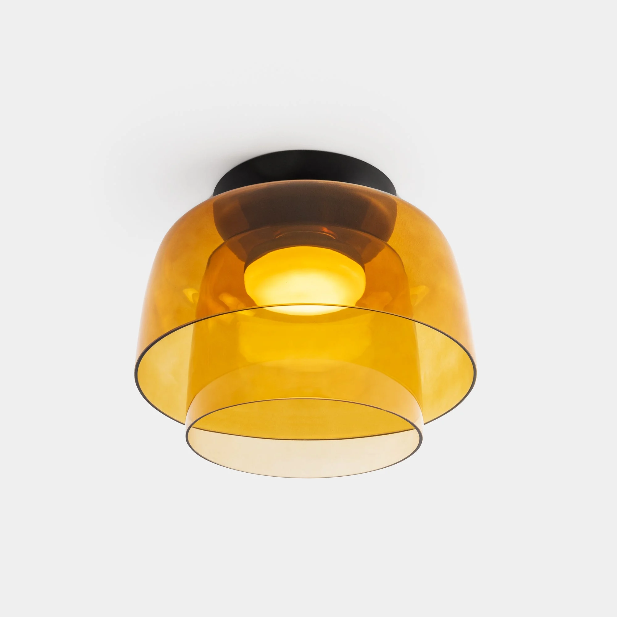 Plafón LedsC4 Levels Ceiling LED 2 luces negro ámbar CCT regulable Ø32+Ø22cm 15-A134-05-15
