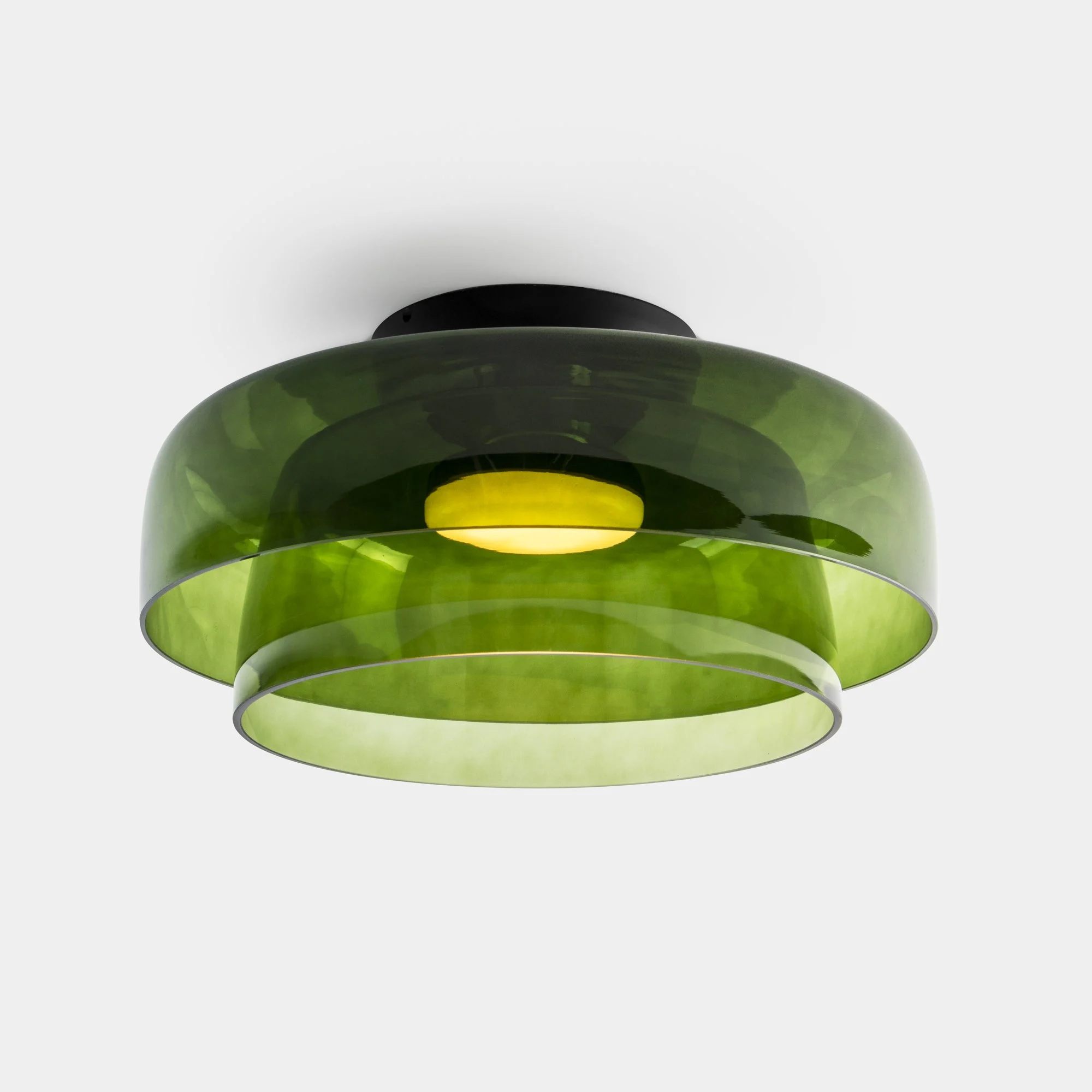 Plafón LedsC4 Levels Ceiling LED 2 luces negro verde CCT regulable Ø42+Ø32cm 15-A135-05-08