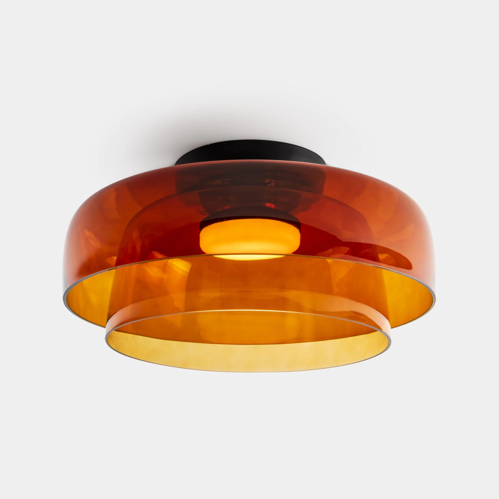 Plafón LedsC4 Levels Ceiling LED 2 luces negro ámbar CCT regulable Ø42+Ø32cm 15-A135-05-15