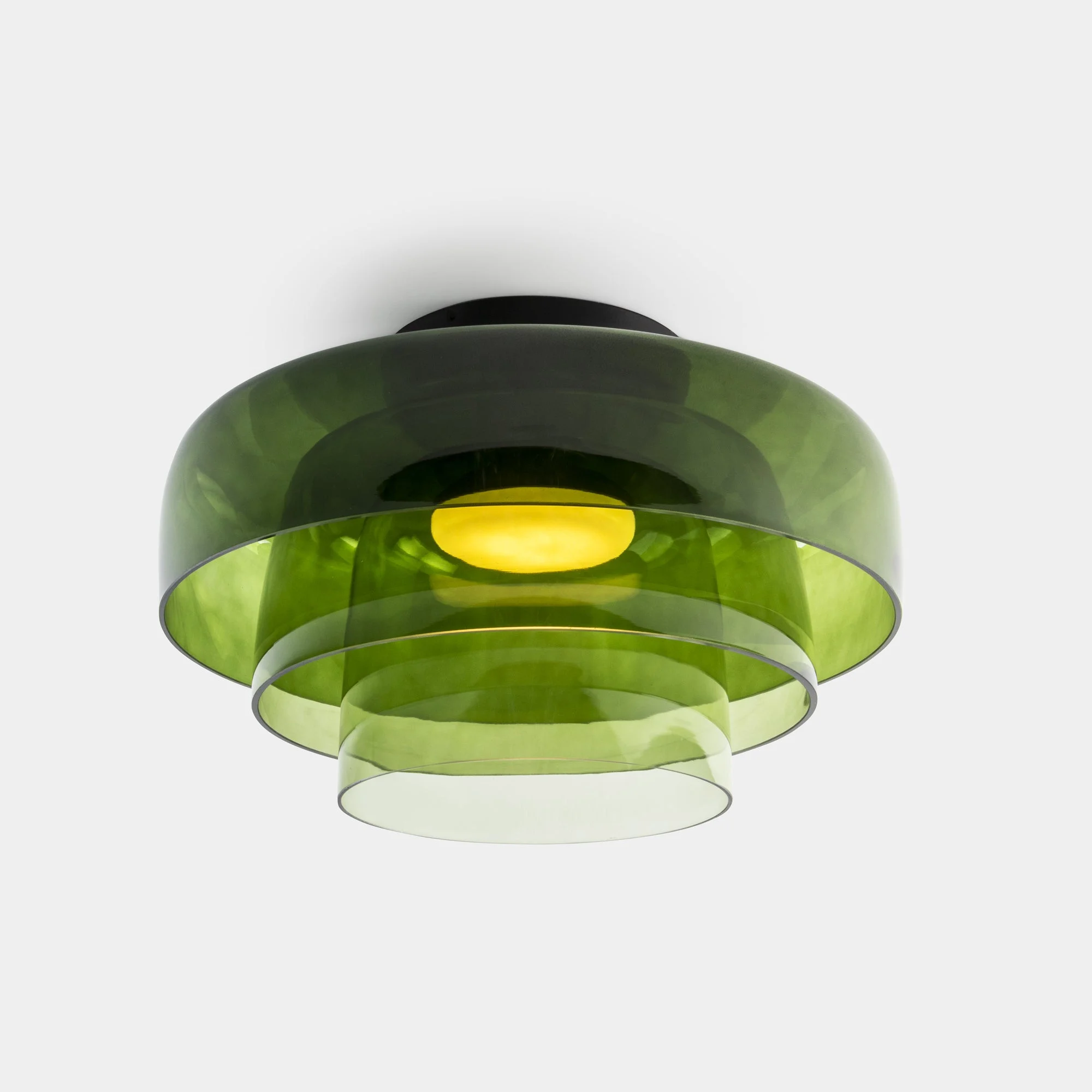 Plafón LedsC4 Levels Ceiling LED 3 luces negro verde CCT regulable Ø42+Ø32+Ø22cm 15-A136-05-08