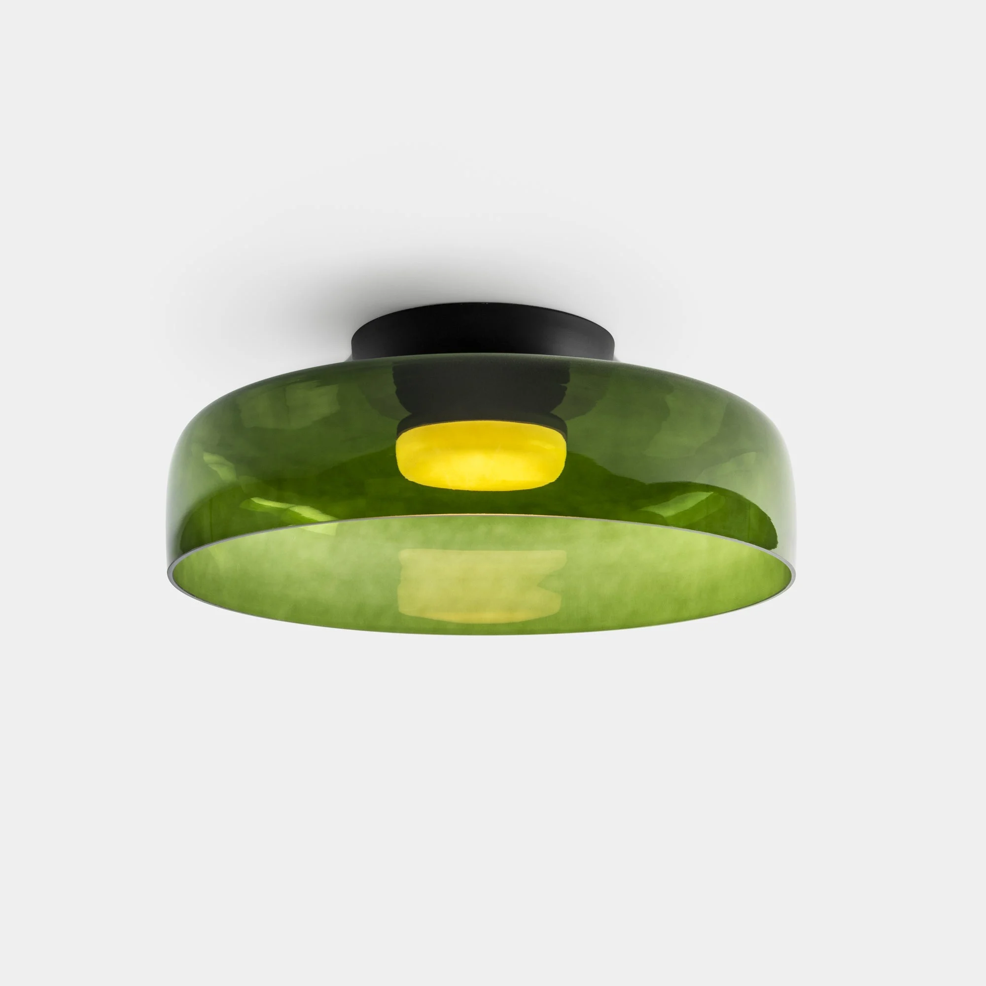 Plafón LedsC4 Levels Ceiling LED negro verde CCT regulable DALI Ø42cm 15-A139-05-08