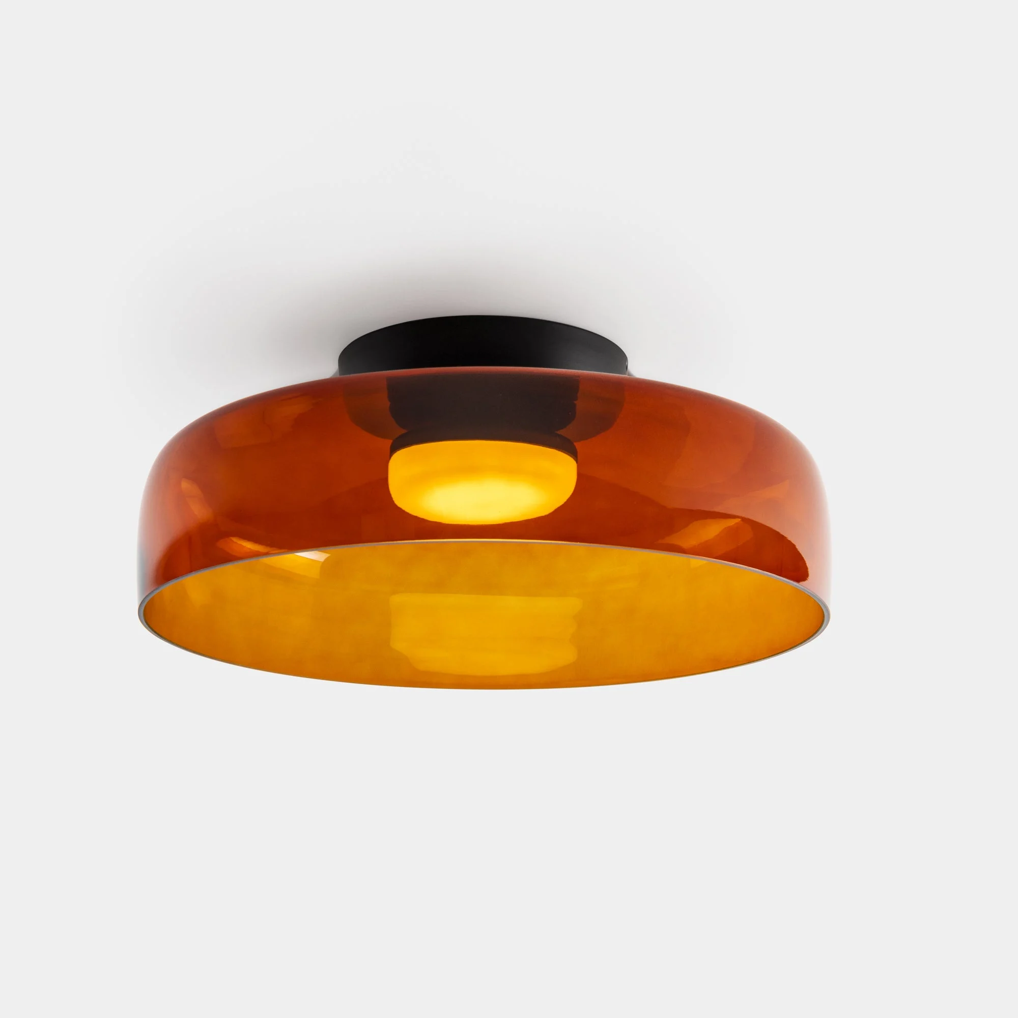 Plafón LedsC4 Levels Ceiling LED negro ámbar CCT regulable DALI Ø42cm 15-A139-05-15