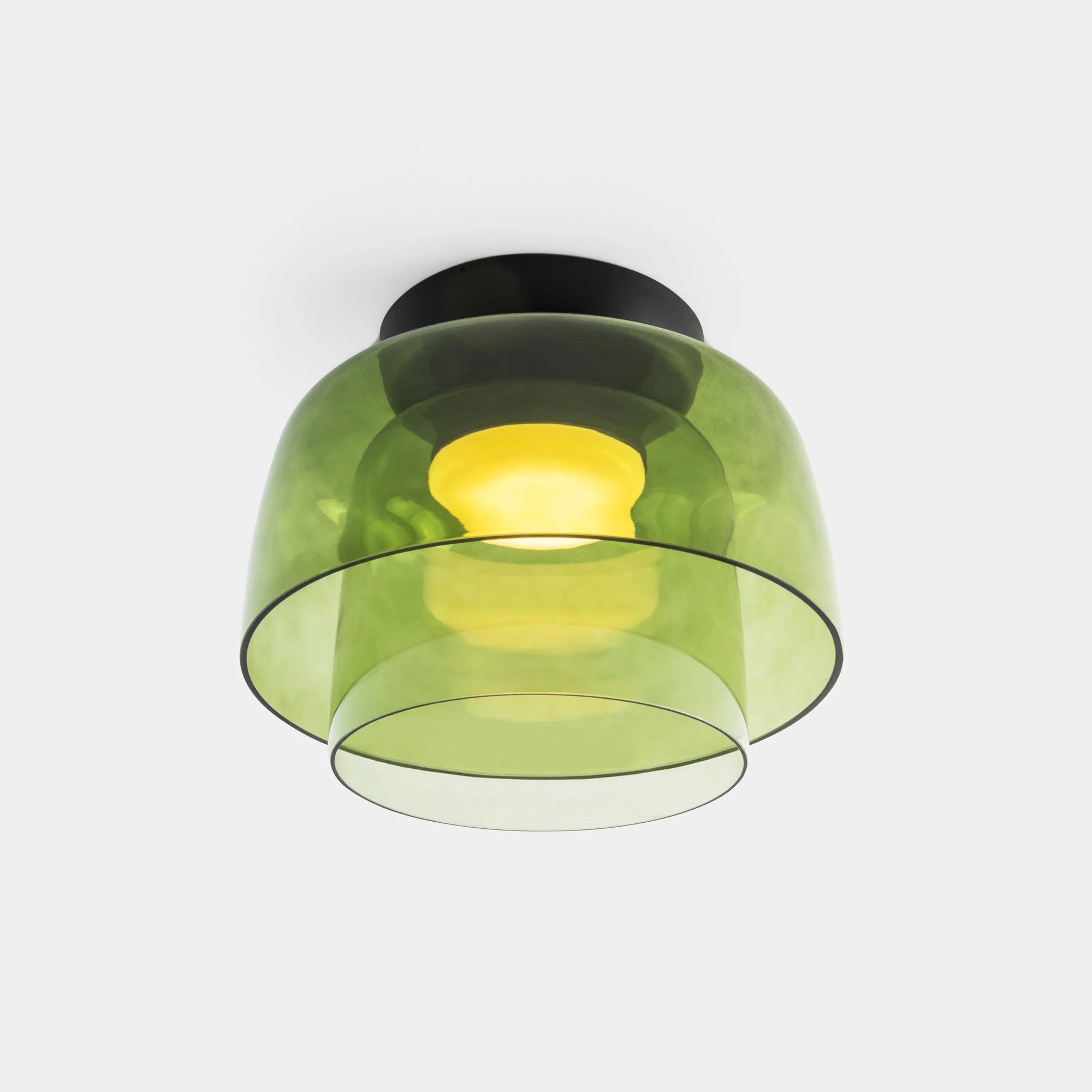 Plafón LedsC4 Levels Ceiling LED 2 luces negro verde CCT regulable DALI Ø32+Ø22cm 15-A140-05-08