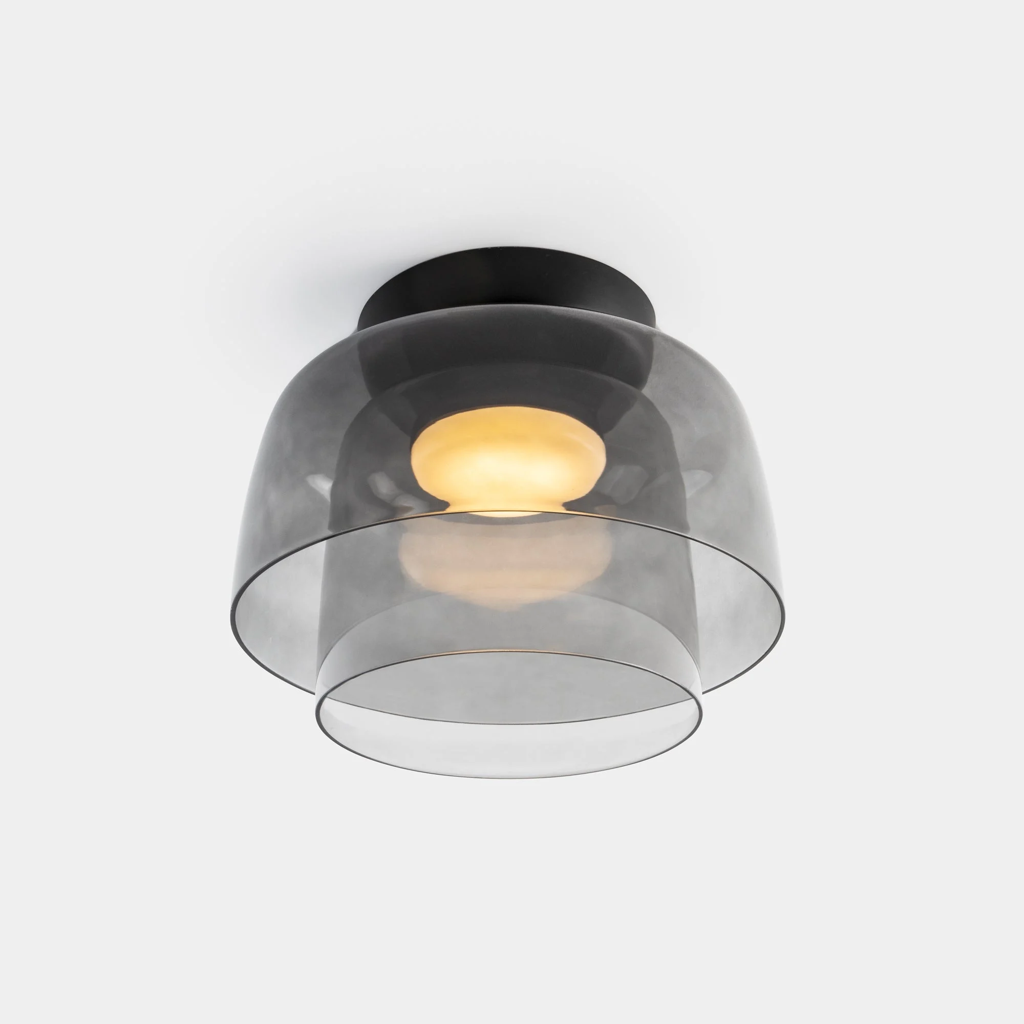 Plafón LedsC4 Levels Ceiling LED 2 luces negro fumé CCT regulable DALI Ø32+Ø22cm 15-A140-05-12