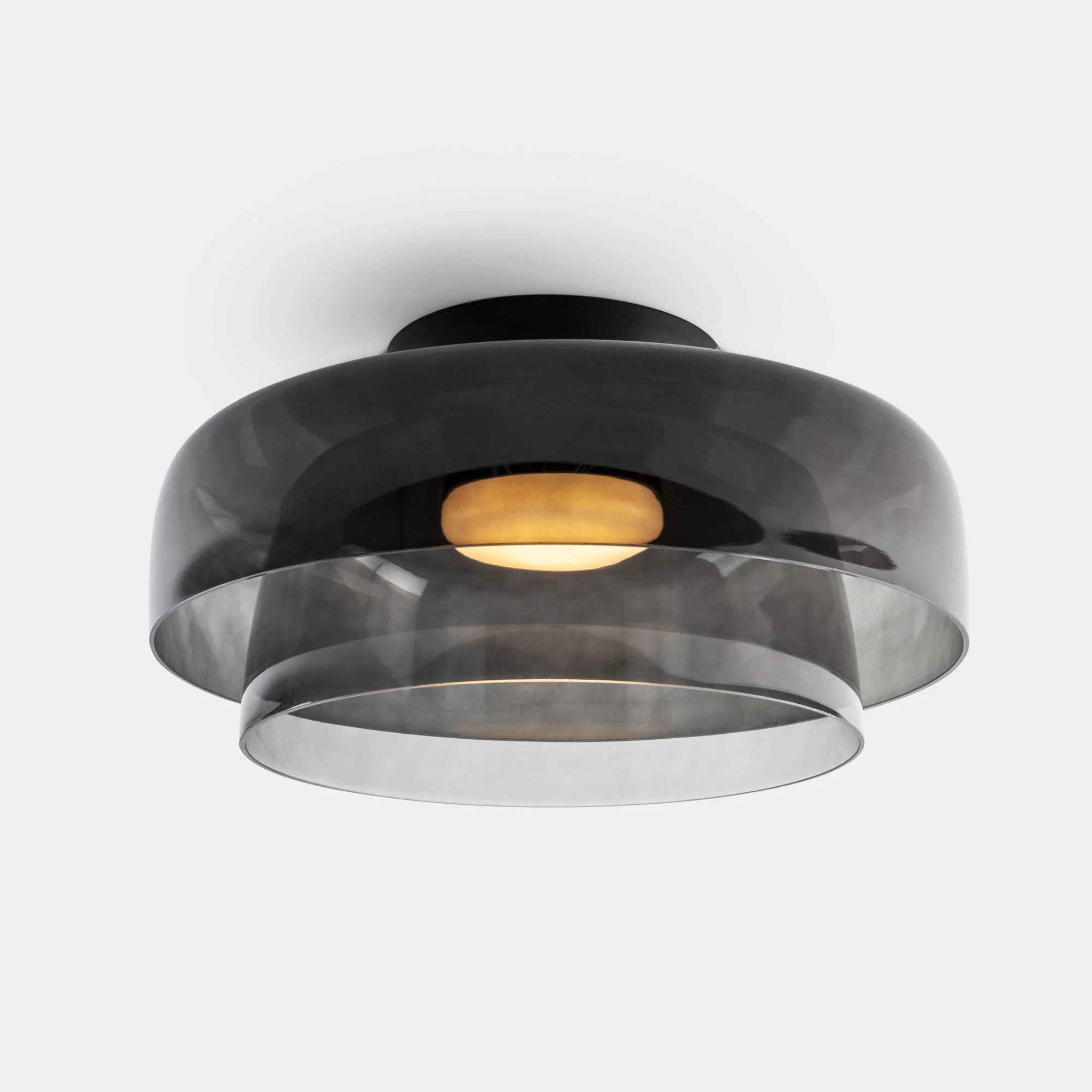 Plafón LedsC4 Levels Ceiling LED 2 luces negro fumé CCT regulable DALI Ø42+Ø32cm 15-A141-05-12