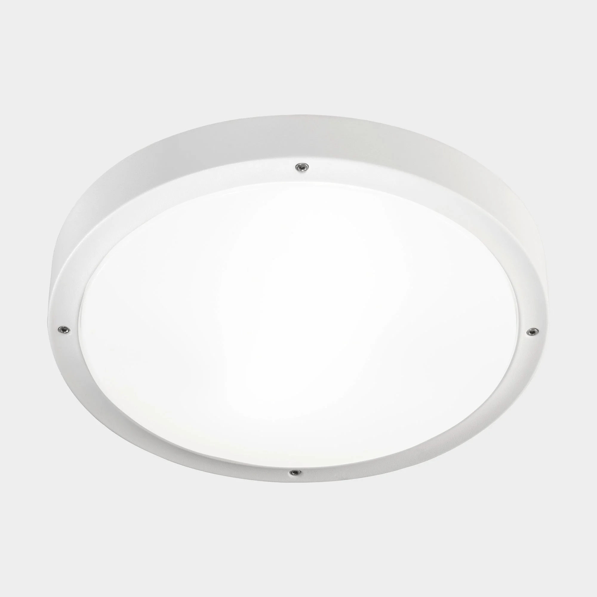 Plafón de exterior LedsC4 Basic E27 blanco matizado IP66 Ø36cm 15-E041-14-M1