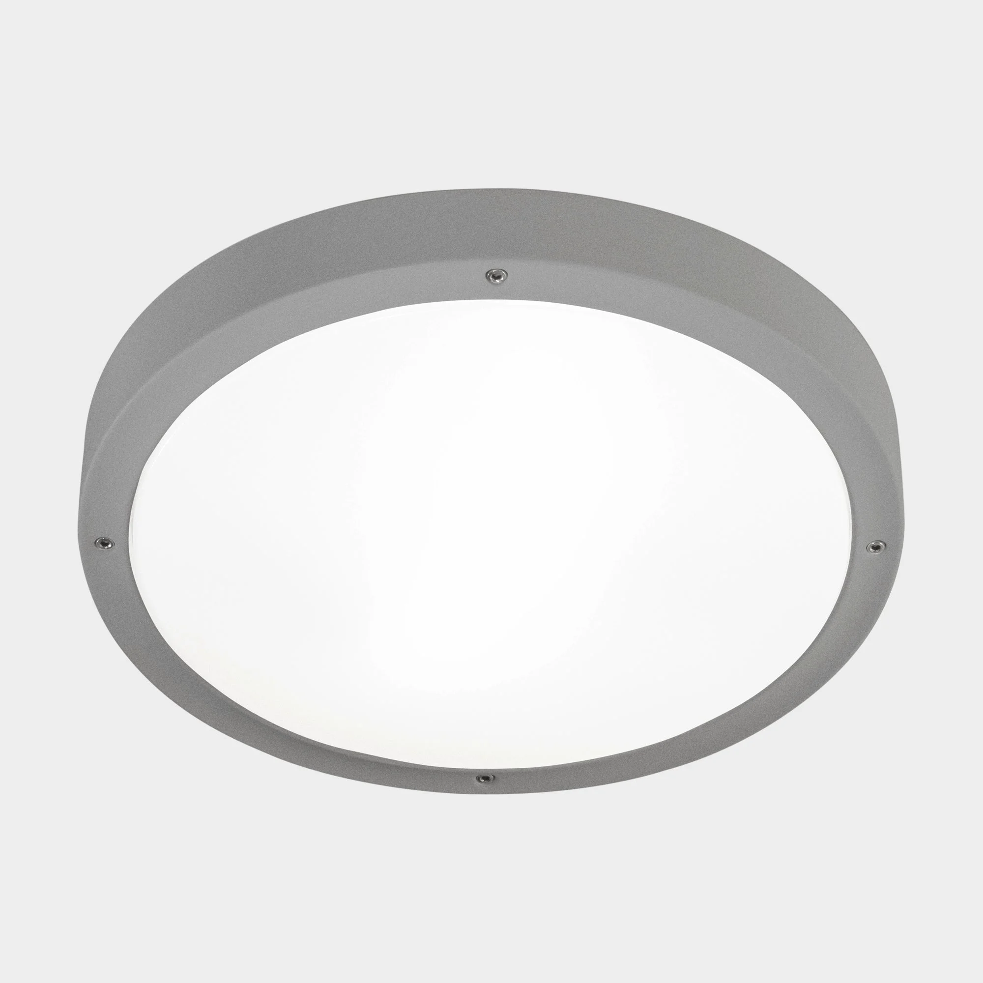 Plafón de exterior LedsC4 Basic E27 gris matizado IP66 Ø36cm 15-E041-34-M1