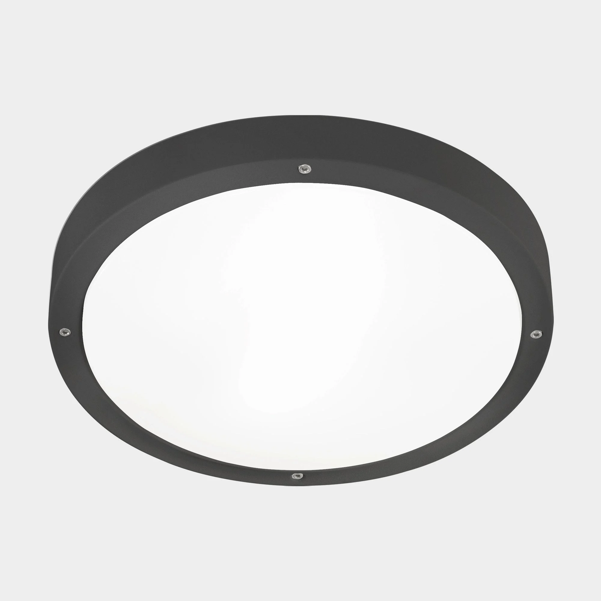 Plafón de exterior LedsC4 Basic E27 gris urbano matizado IP66 Ø36cm 15-E041-Z5-M1