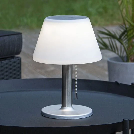 Lámpara de mesa solar LED Solia, interruptor tiro