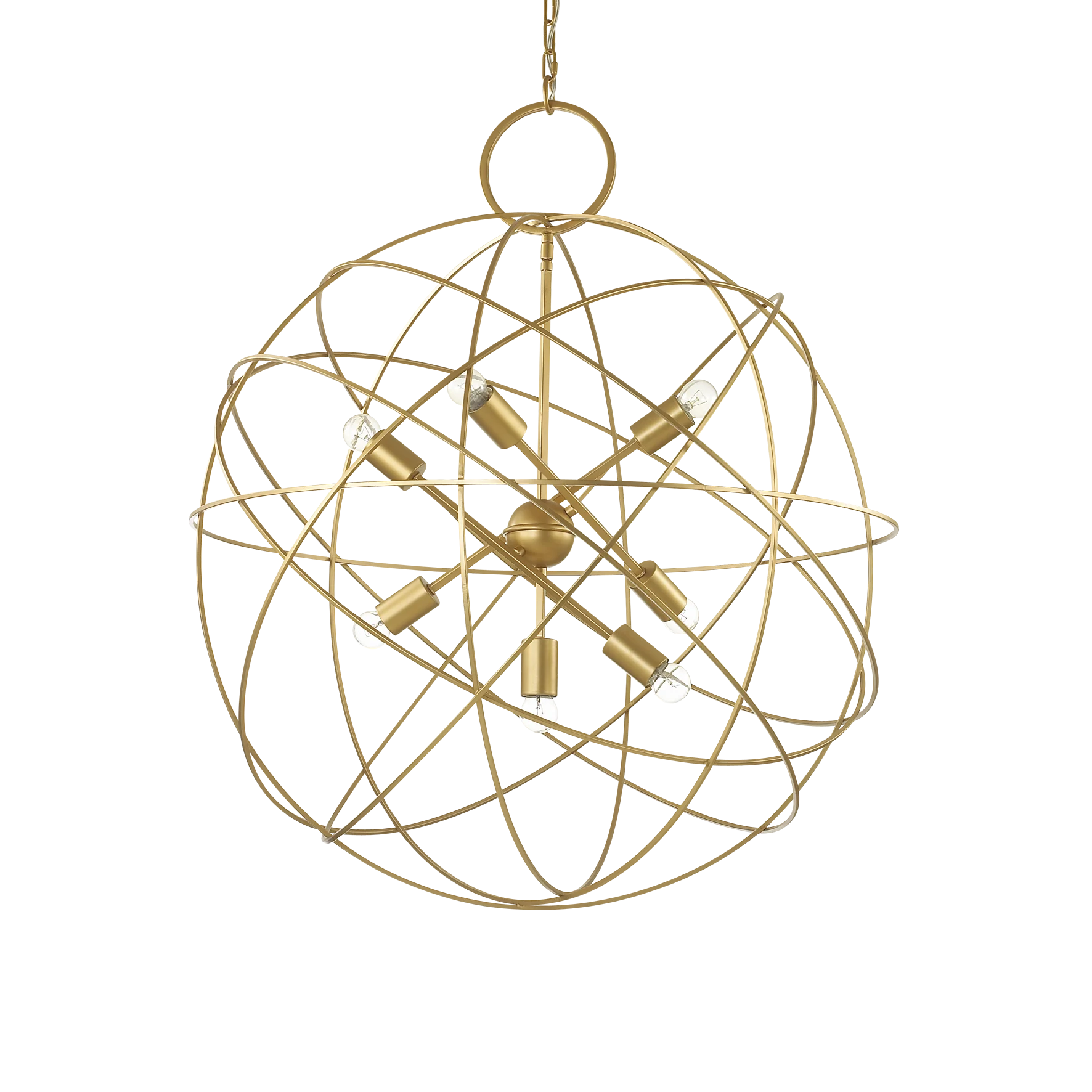 Lámpara colgante Ideal Lux Konse dorado 7 luces 420W Ø80cm