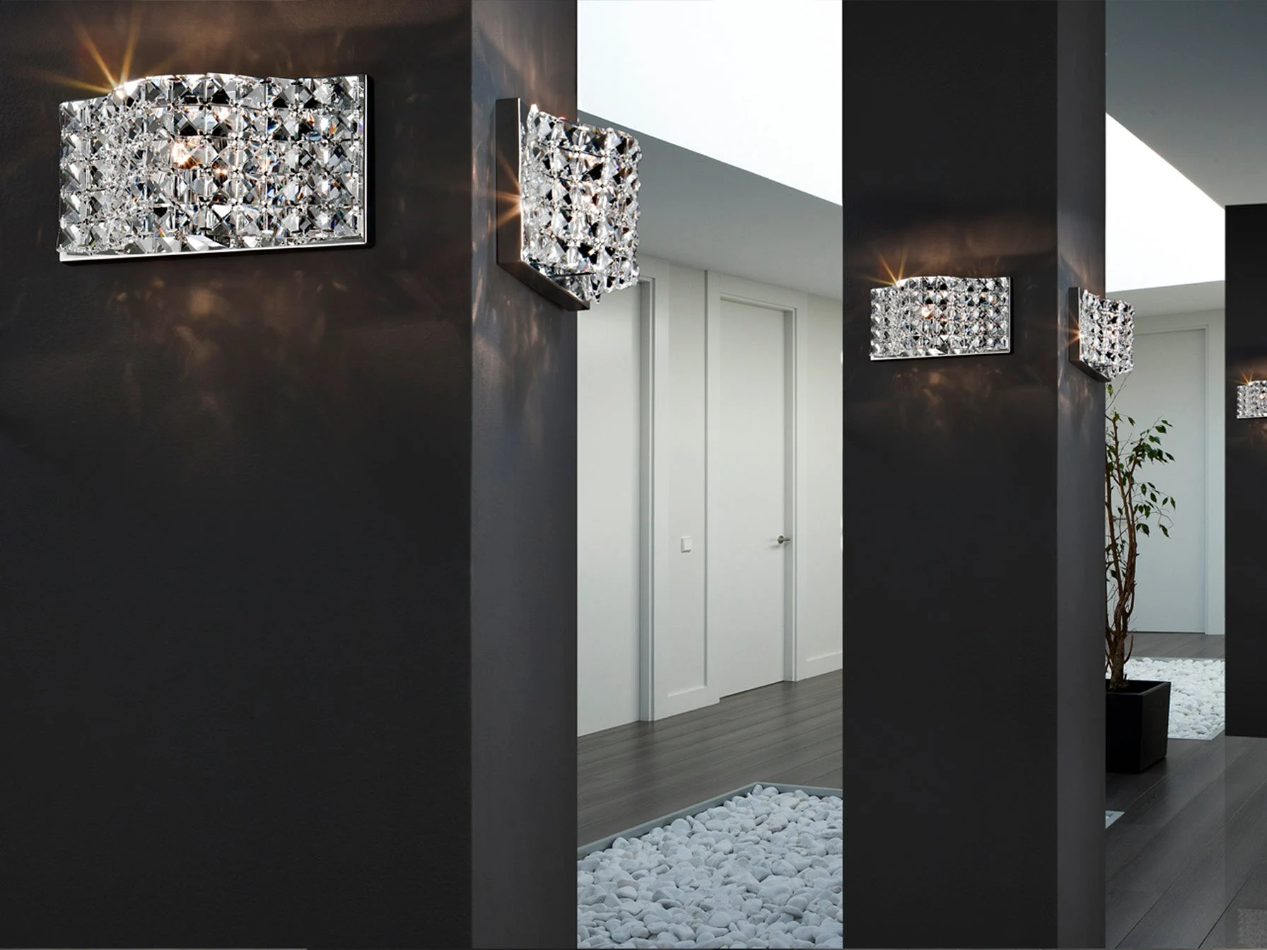 Lámpara aplique de pared Schuller Onda 1 luz cromo
