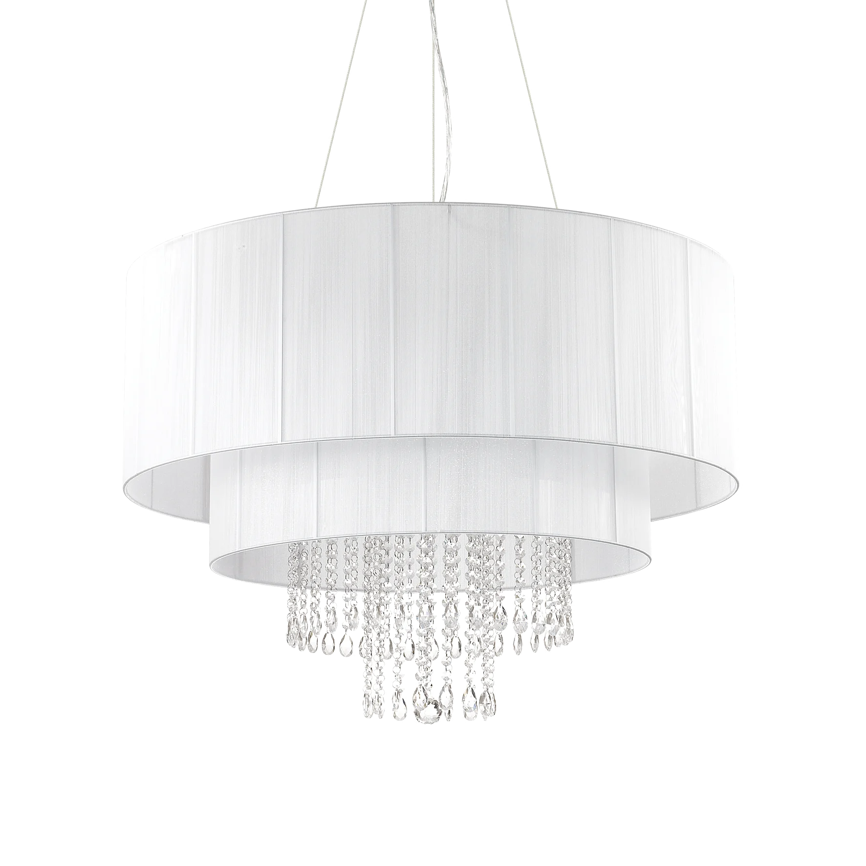 Lámpara colgante Ideal Lux Opera blanco cristal y tela 10 luces 600W Ø90cm