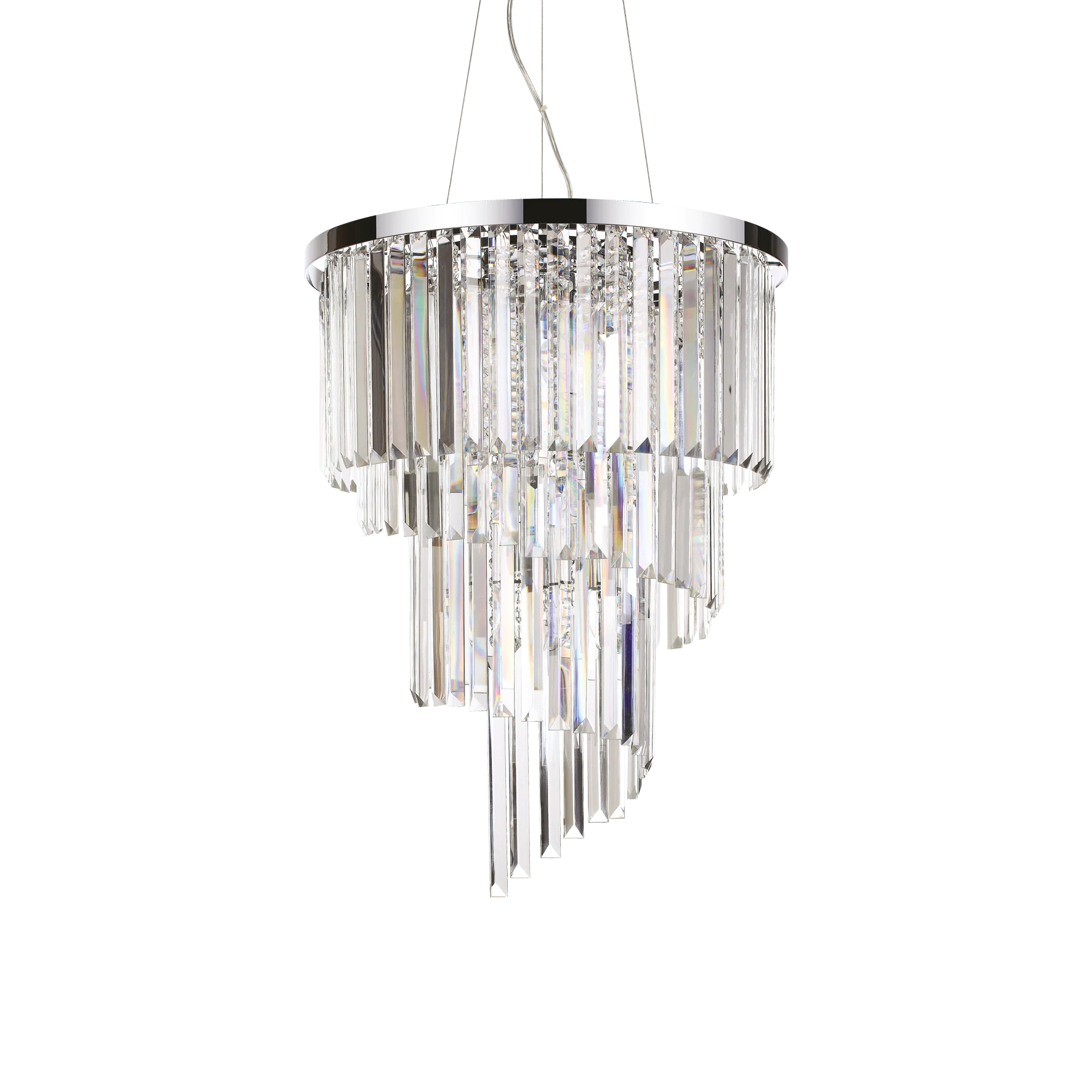 Lámpara colgante Ideal Lux Carlton cromo cristal y cerámica 12 luces 480W Ø50cm