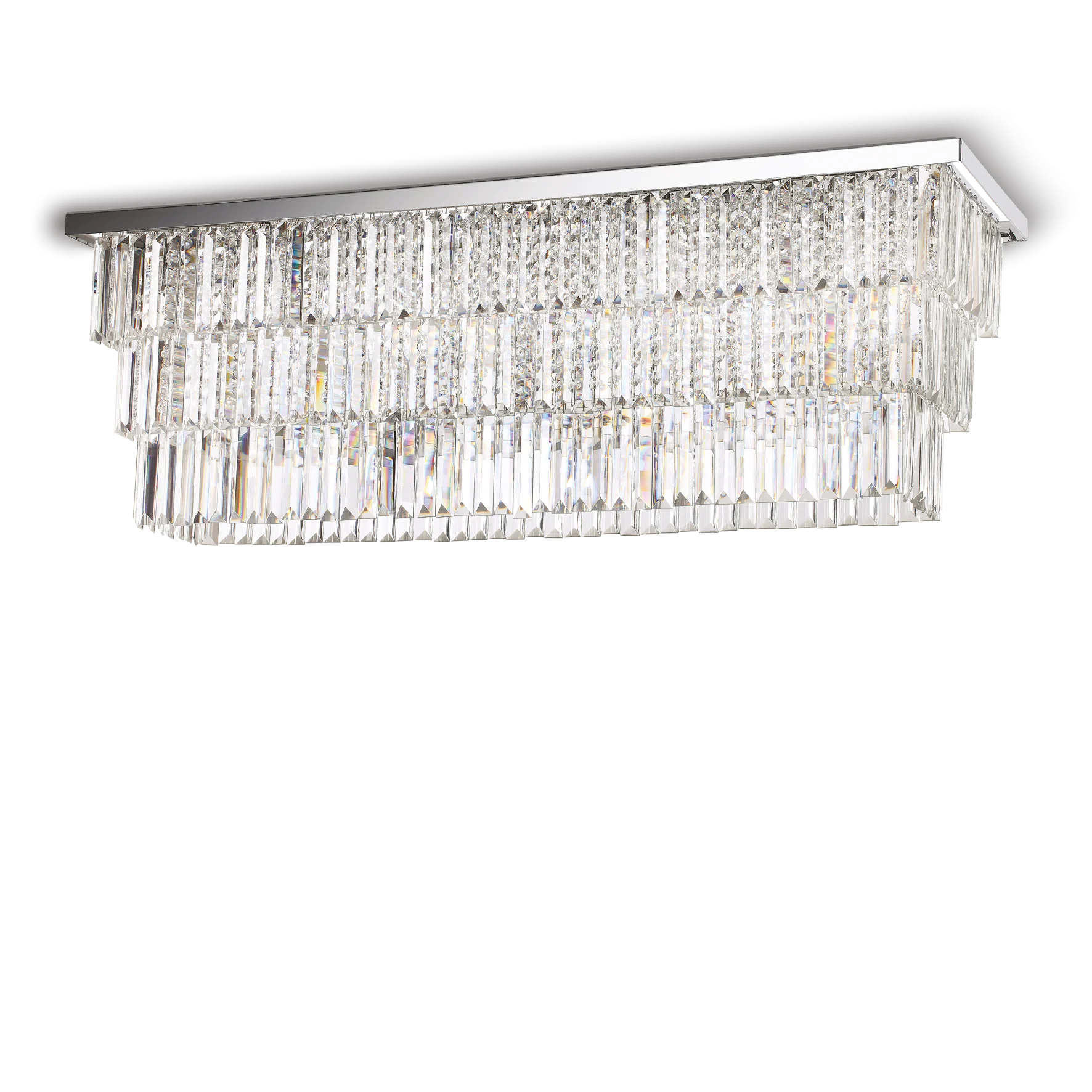 Plafón de techo Ideal Lux Martinez cromo cristal y cerámica 8 luces 320W 103cm