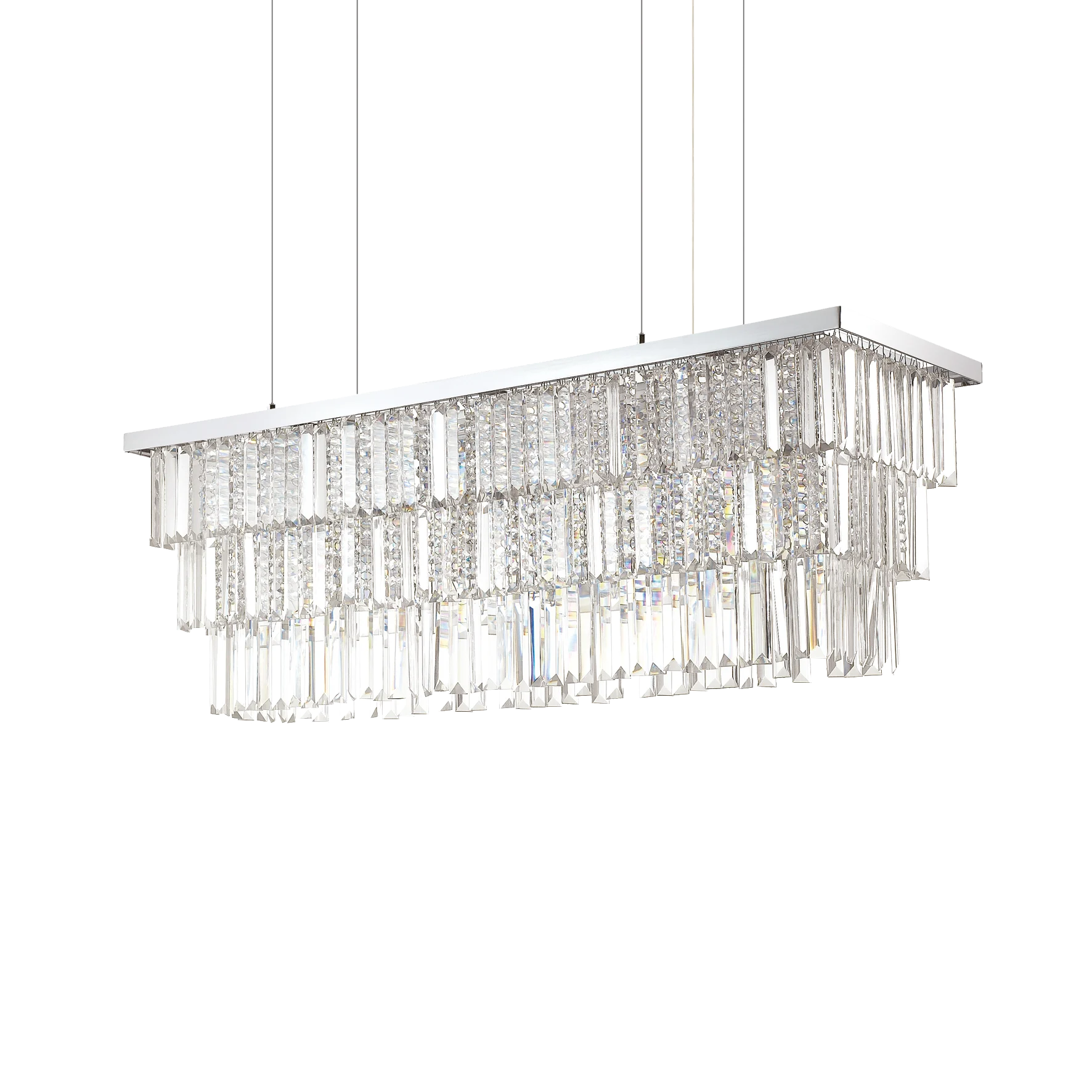 Lámpara colgante Ideal Lux Martinez cromo cristal y cerámica 8 luces 320W 103cm