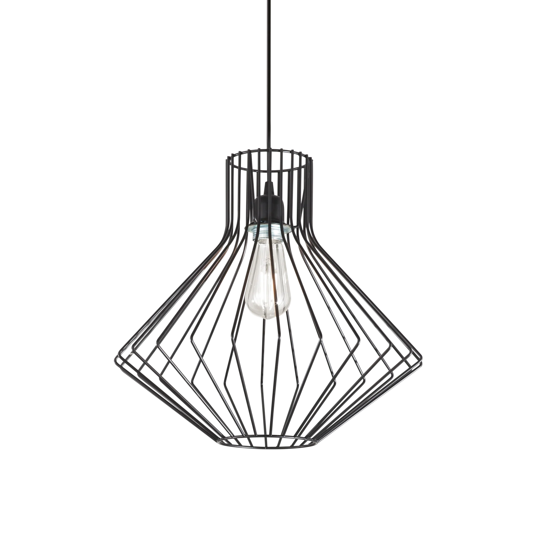 Lámpara colgante Ideal Lux Ampolla negro 60W Ø39,5cm