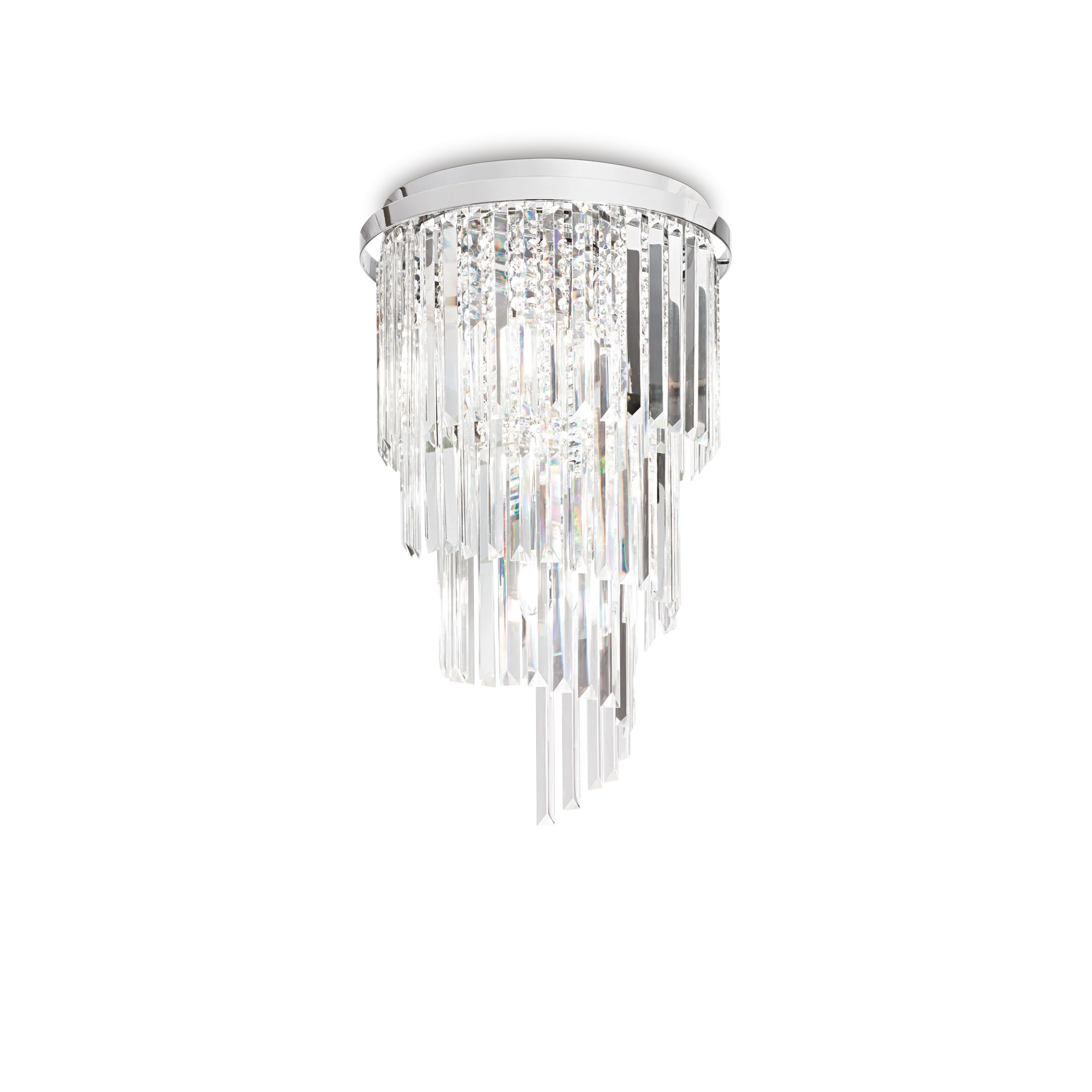 Plafón de techo Ideal Lux Carlton cromo cristal y cerámica 8 luces 320W Ø40cm