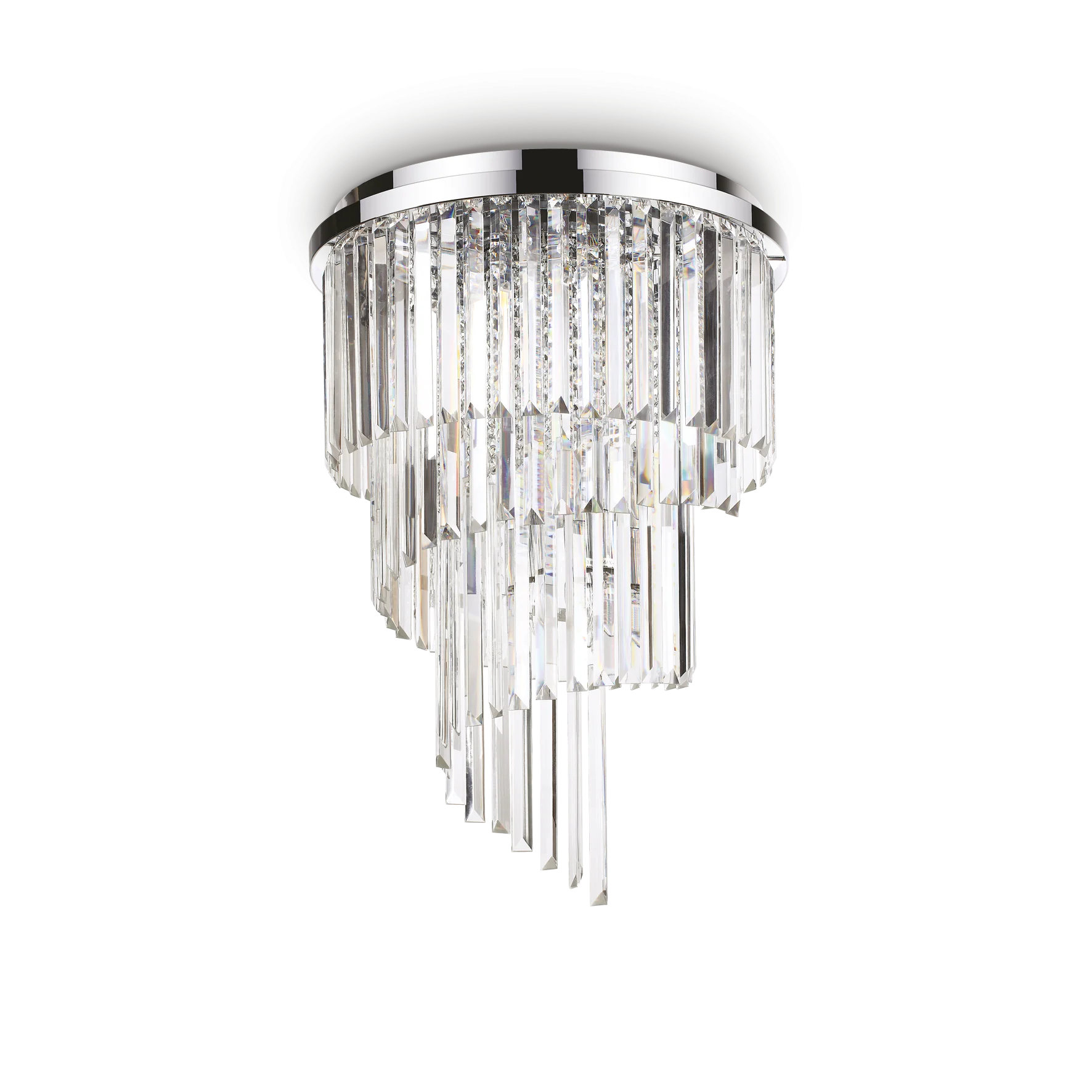 Plafón de techo Ideal Lux Carlton cromo cristal y cerámica 12 luces 480W Ø50cm