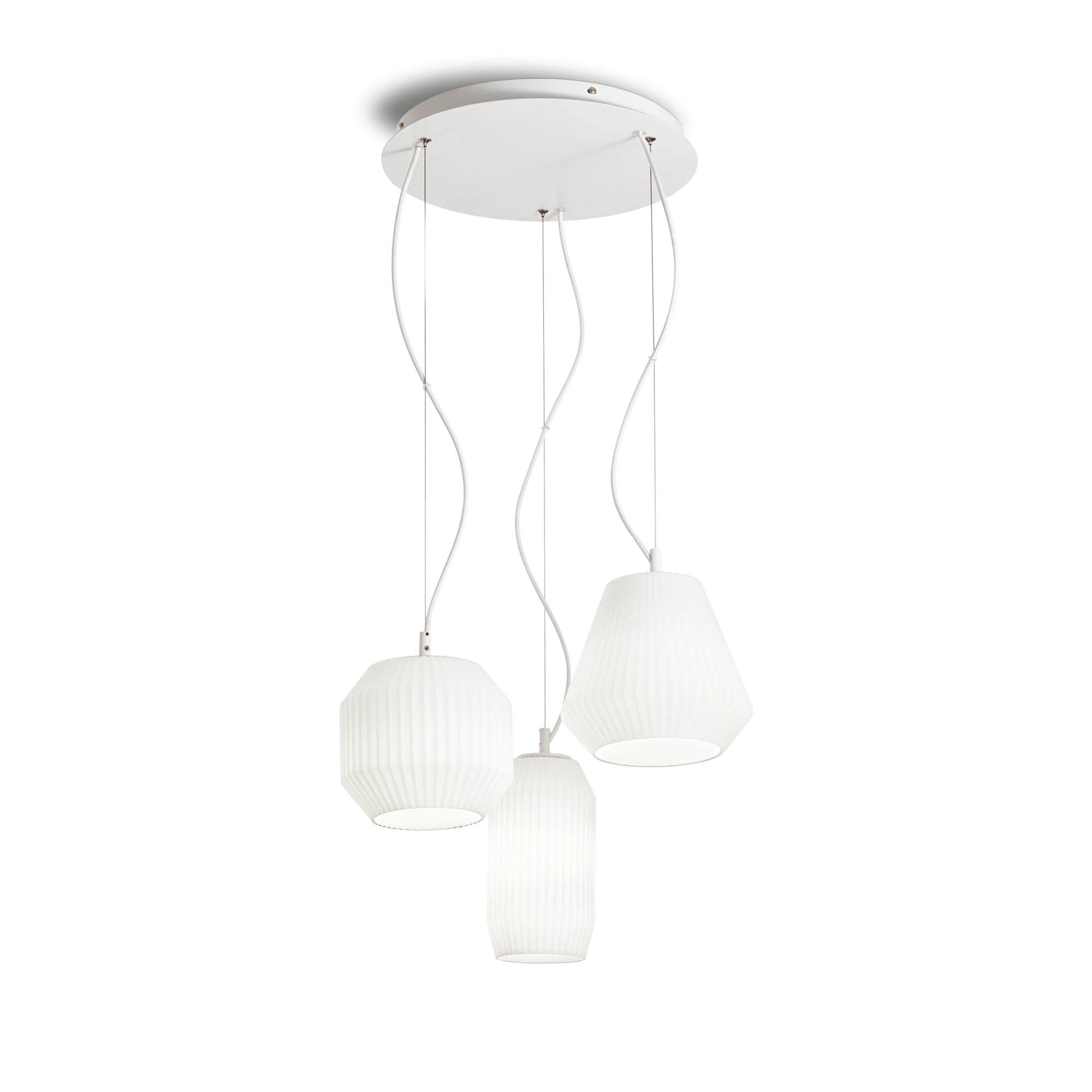Lámpara colgante Ideal Lux Origami blanco cristal 3 luces 180W Ø40cm